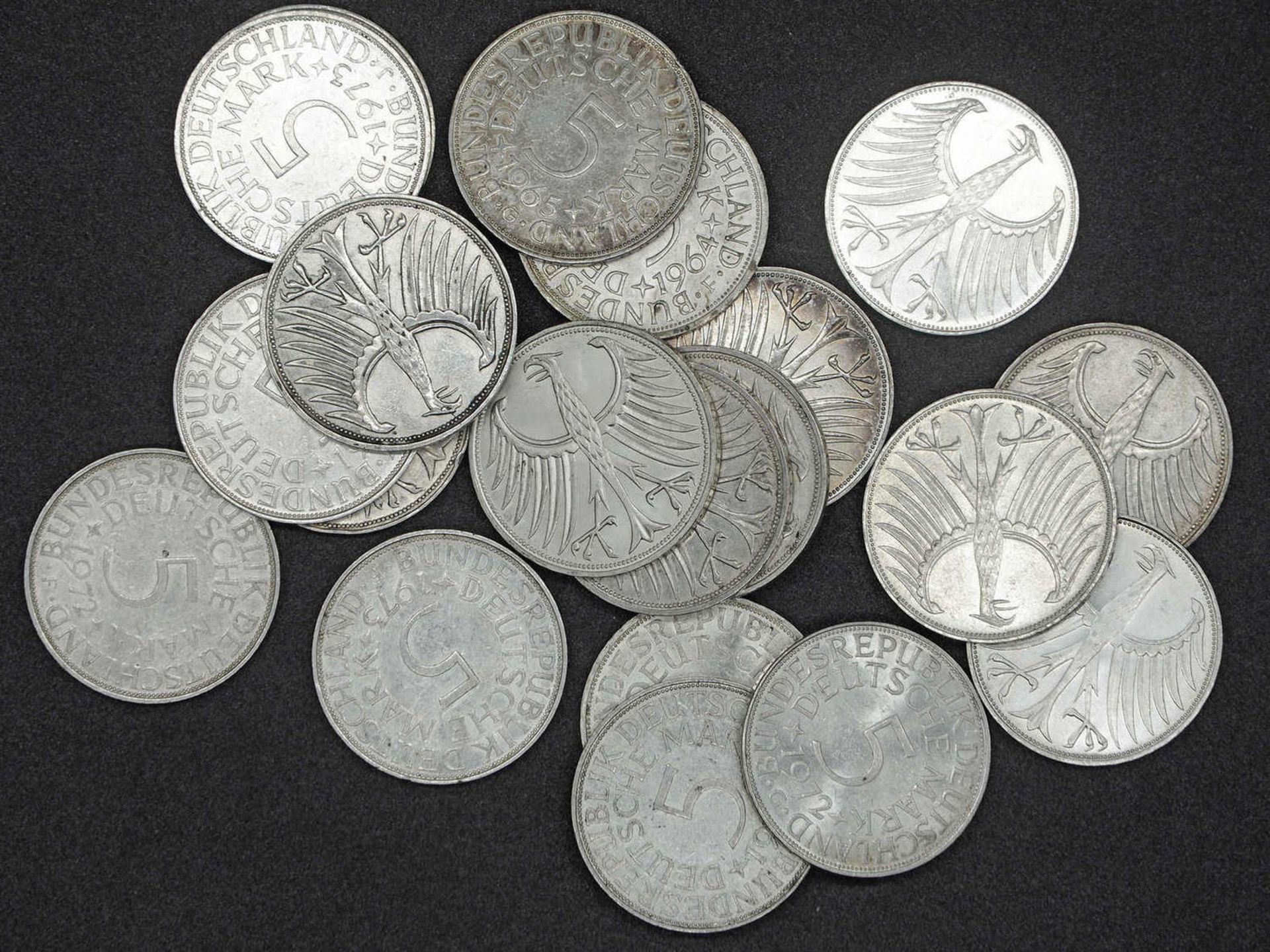 Germany, Lot 5.- DM - silver coins (silver eagle), different vintages. Mainly XF.