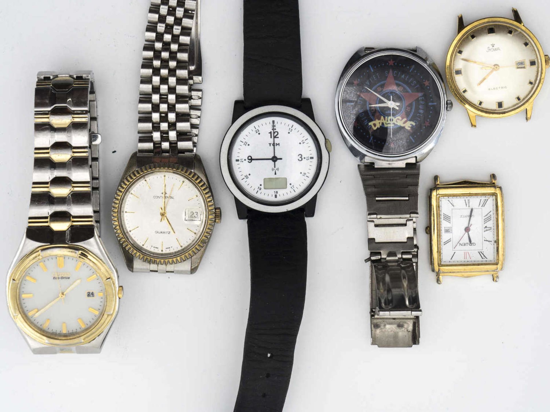 Lot Armbanduhren, verschiedene Marken, dabei auch Citizen Eco Drive. Nicht getestet. Bitte