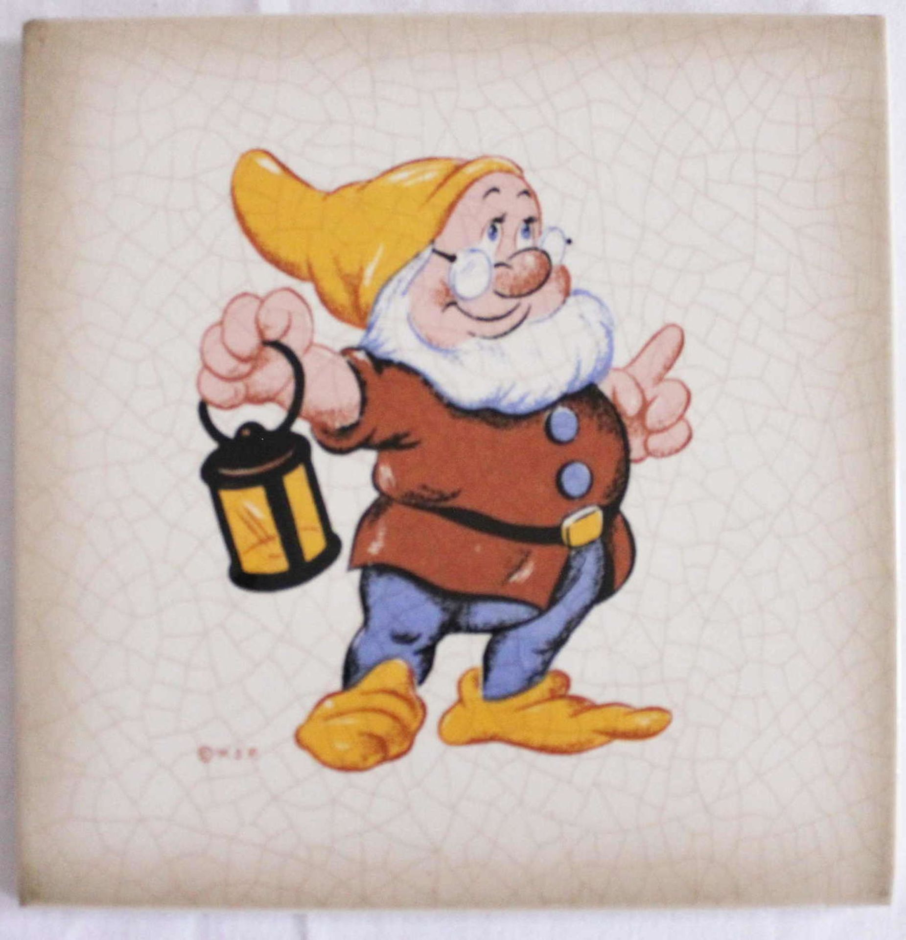 Wall tile Grünstadt ceramics, motif dwarf. With wall mounting. 15x15 cm<