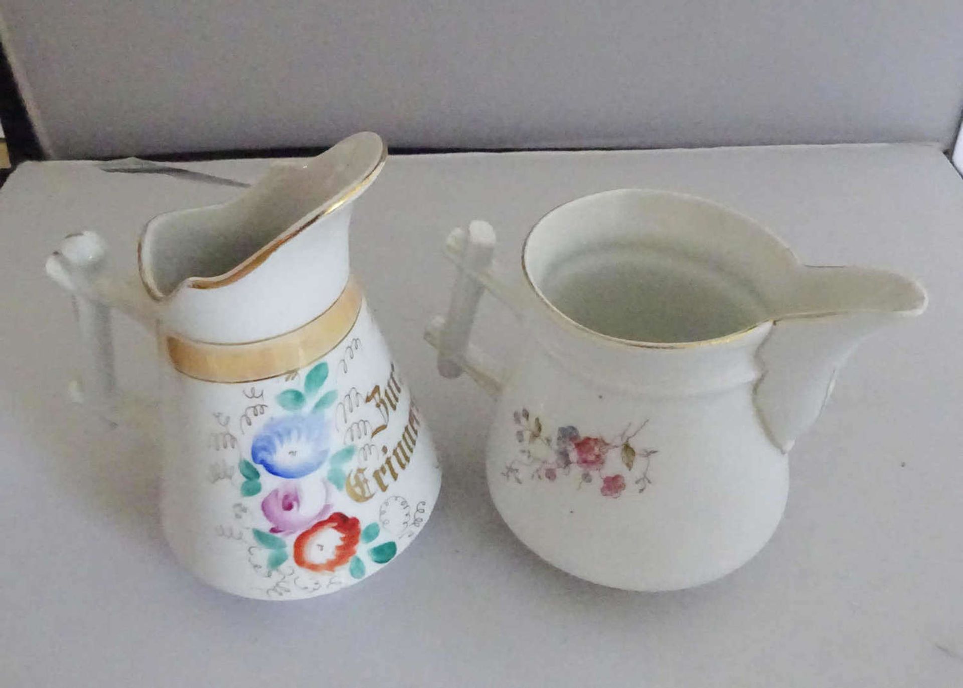 2 porcelain milk jug with flower painting - Bild 2 aus 2