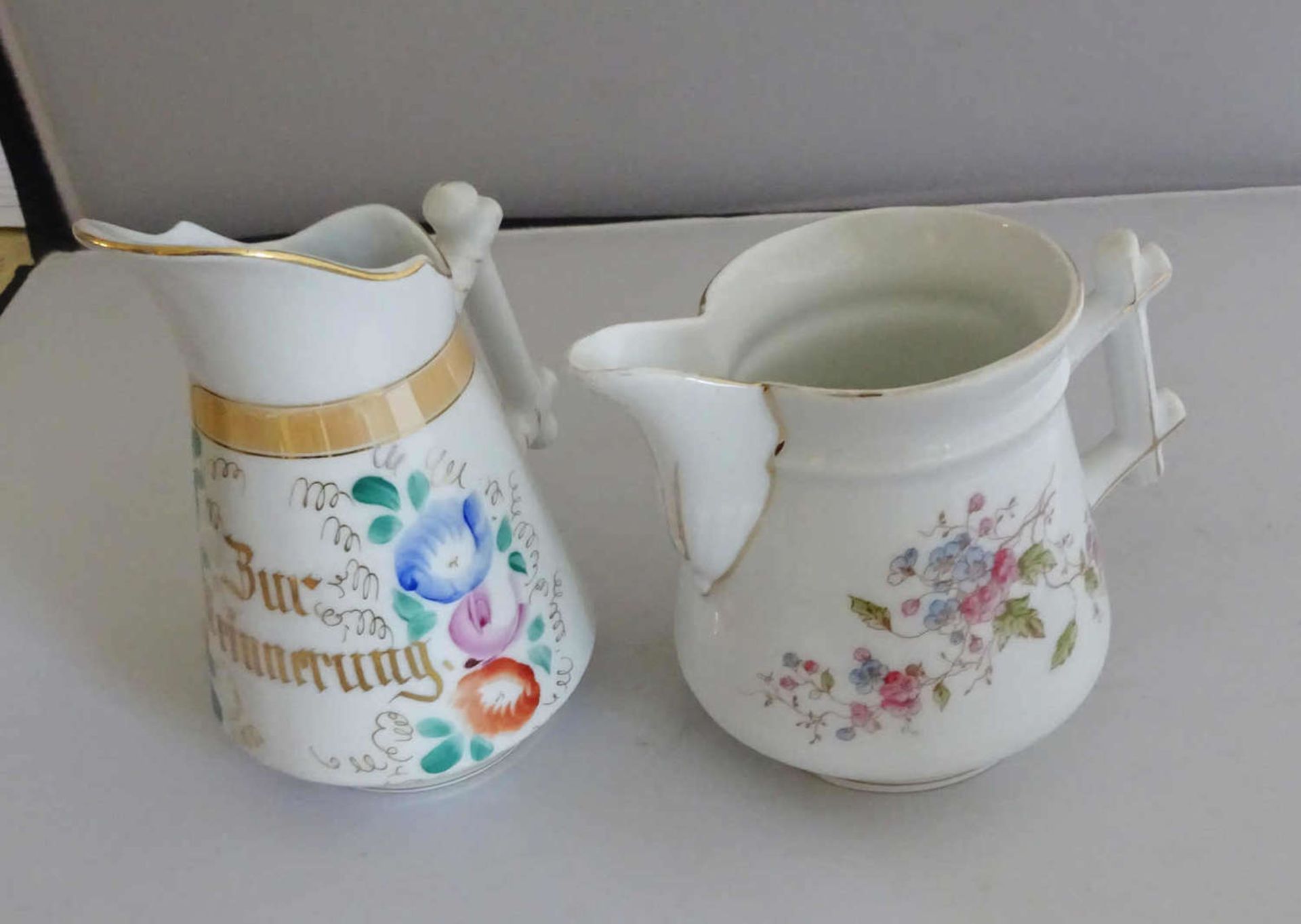 2 porcelain milk jug with flower painting