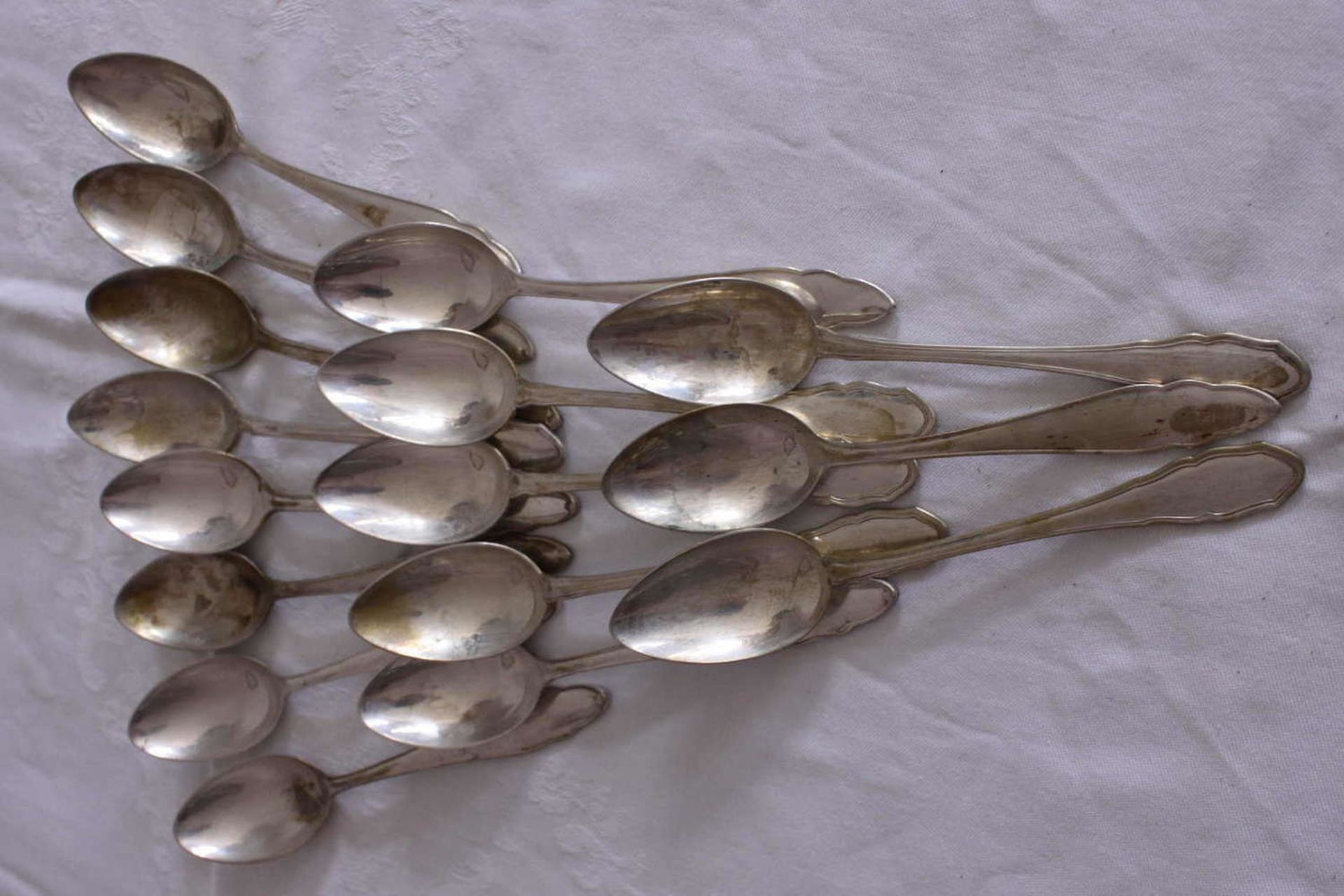 16 coffee spoons, 800 silver, same series, total weight approx. 400 gr