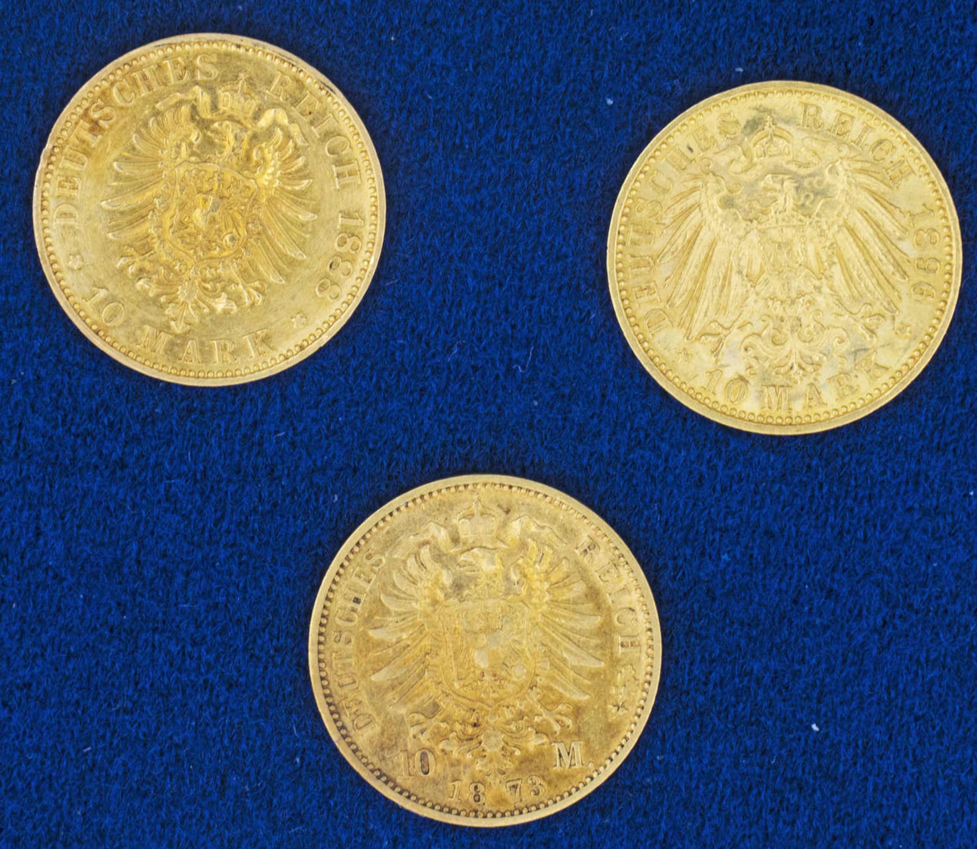 Preußen 1873/96, Lot 10.- Mark - Goldmünzen, bestehend aus: 1873 "Wilhelm I.", 1888 "Friedrich III." - Image 2 of 2