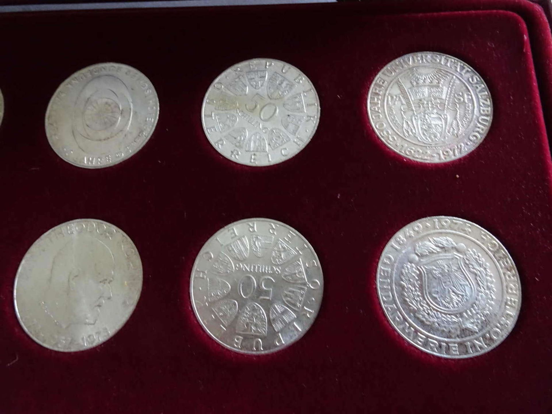 Lot of silver commemorative coins Austria, consisting of 19x 25 schillings, 21x 50 shillings, 6x 100 - Bild 5 aus 5