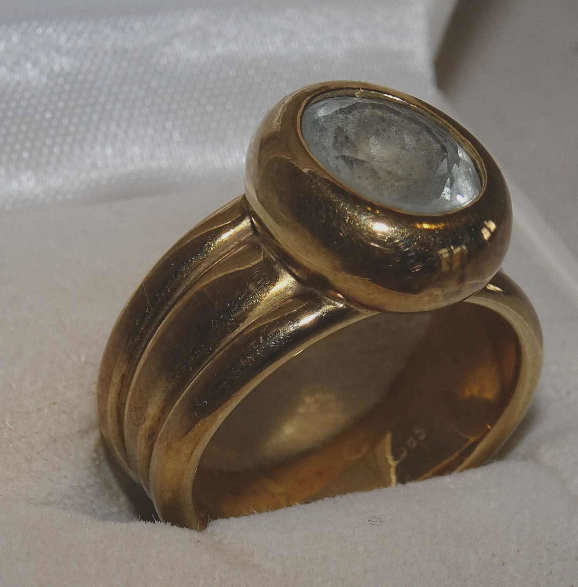 Women's ring, 585 gold, set with 1 aquamarine. Manual work. Ring size 54.Weight approx. 14.4 - Bild 2 aus 2