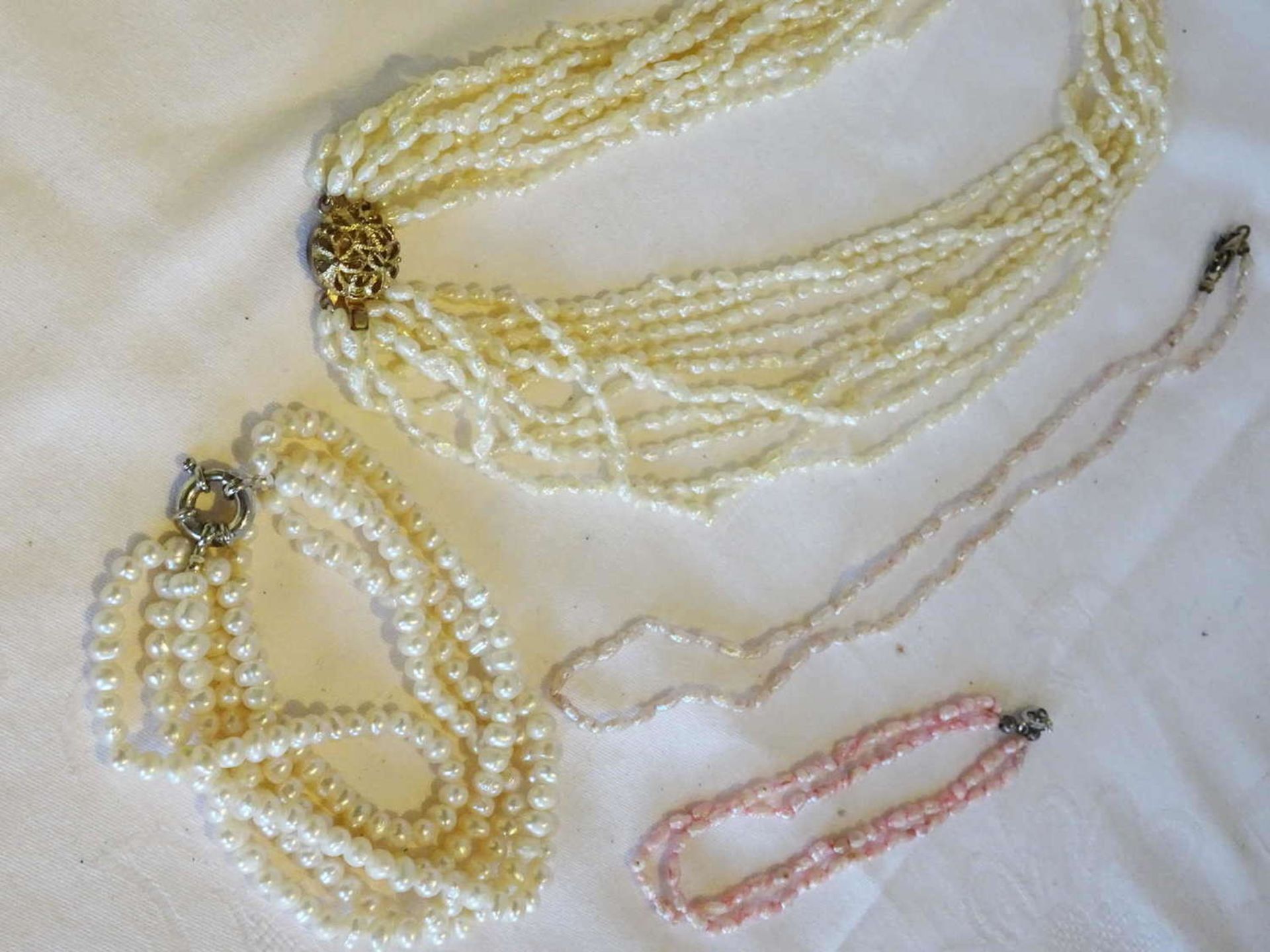 Lot river / real pearl jewelry, including 1 jewelry set made of pink river pearls, consisting of 1 - Bild 2 aus 2