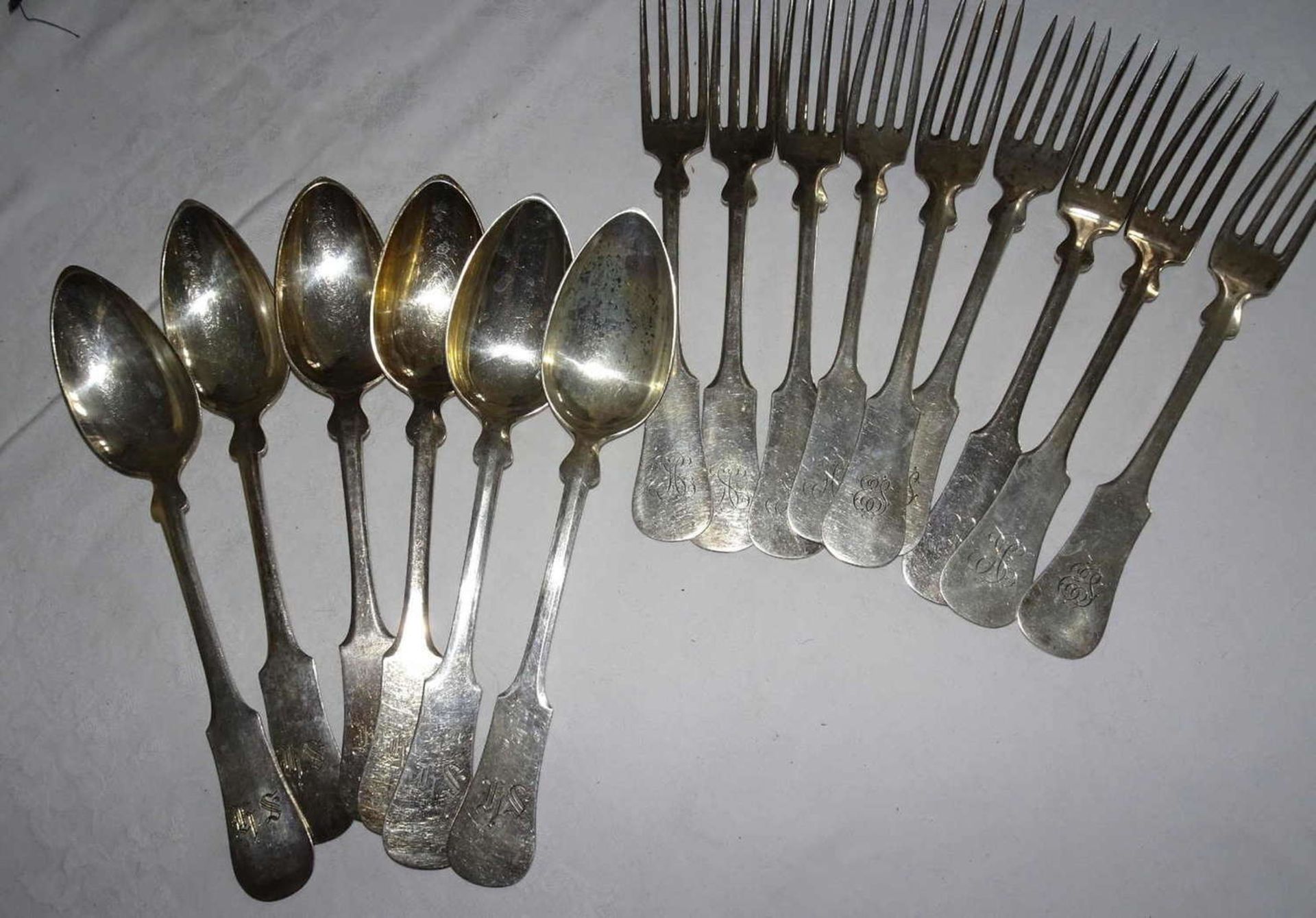 Cutlery pieces, 800 silver, hallmarked with F. Zutter. Same series, a total of 9 forks and 6 soup - Image 2 of 2