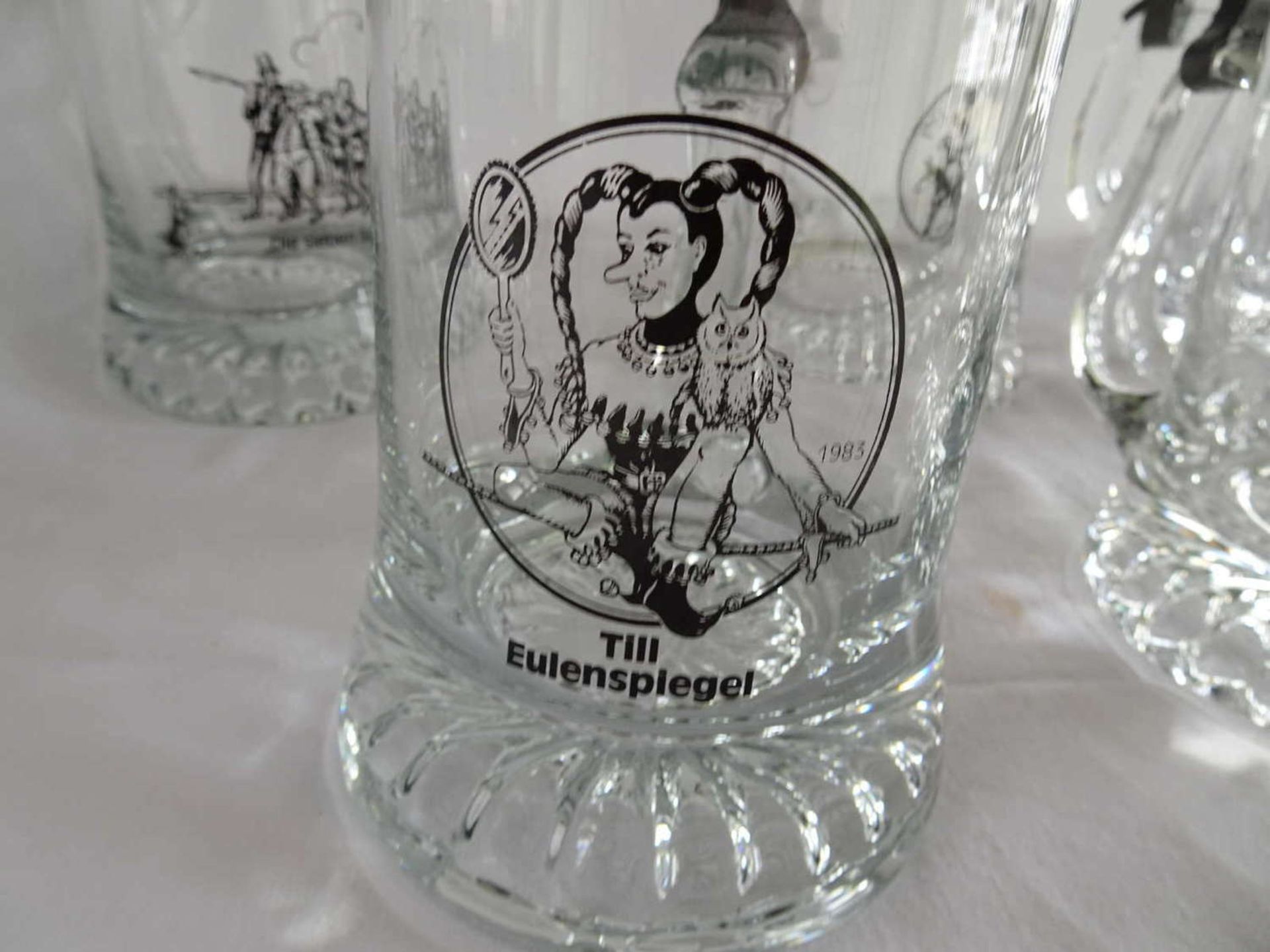 Rastal, beer glasses with pewter lids with fairy tale motifs, Bremen Town Musicians, Till - Bild 2 aus 2