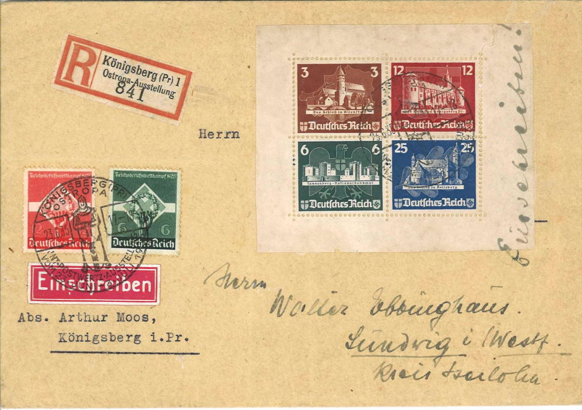 German Empire 1935 letter, Michel No. Block 3 without block margin. Catalog price 320 euros