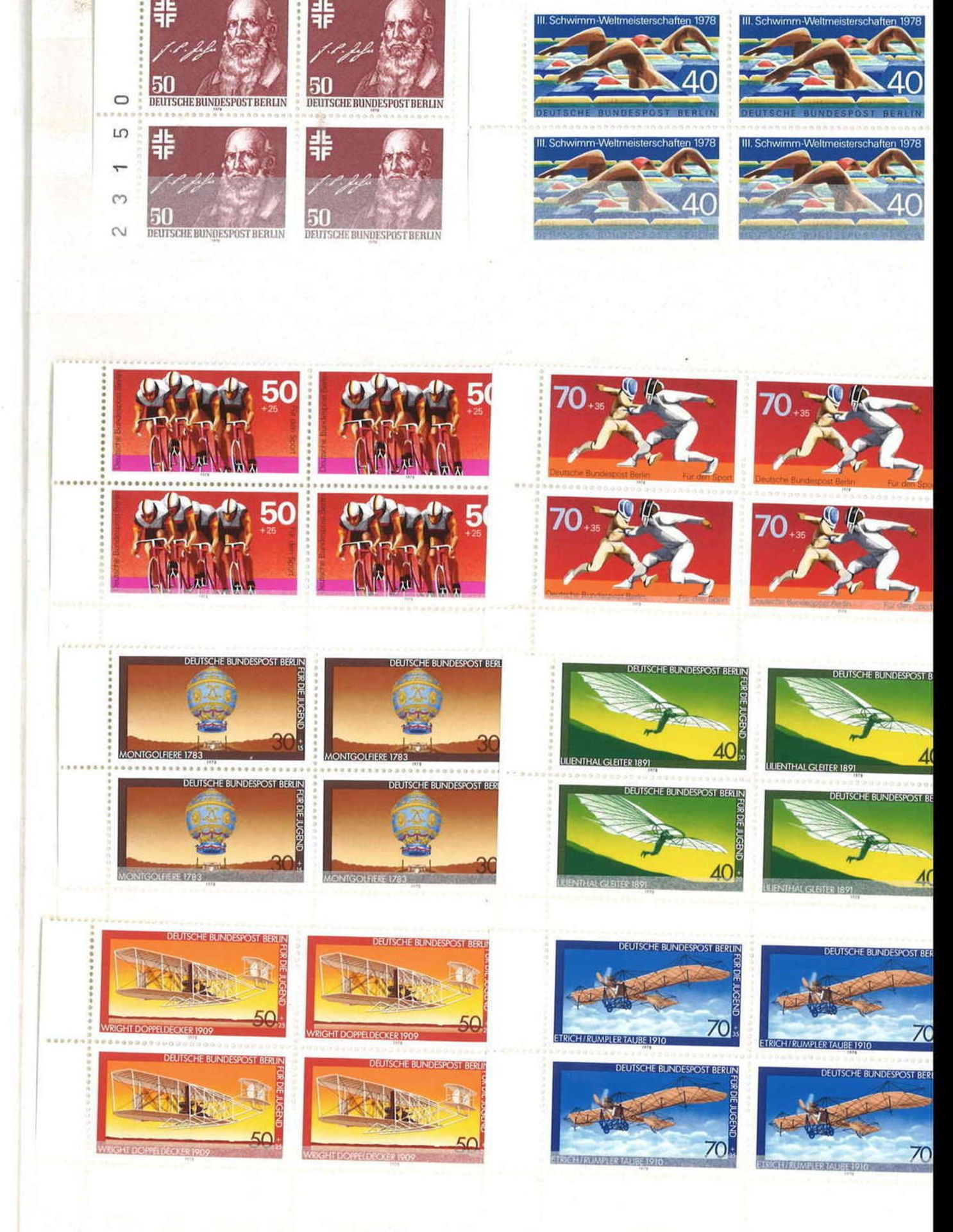 Berlin, blocks of four, pairs, complete sets, permanent series, plug-in cards, etc. Good