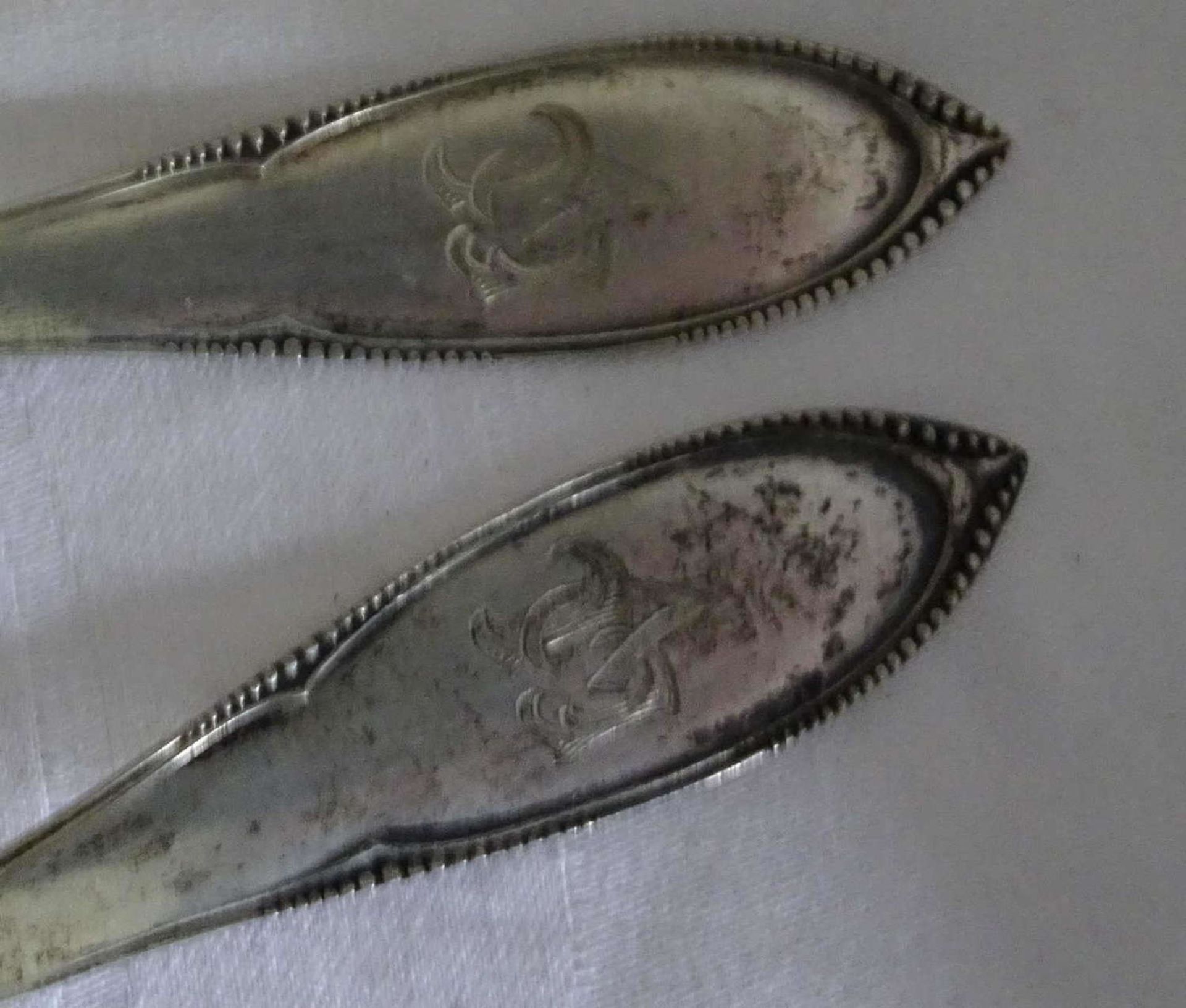 6 soup spoons, 800 silver, with monogram. Total weight about 243.6 gr - Image 2 of 2