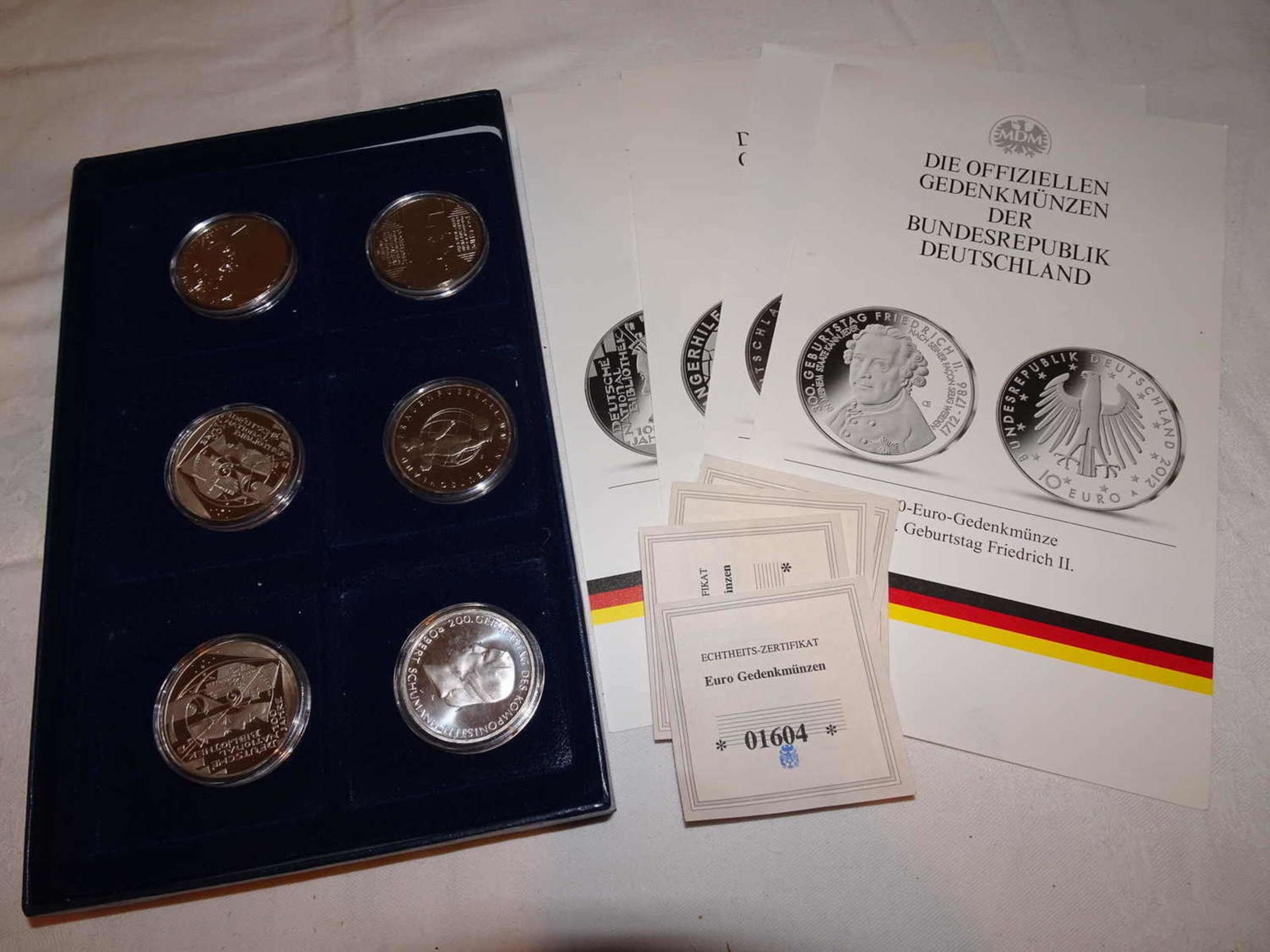 The official commemorative coins of the Federal Republic of Germany, 6x 10 euros.