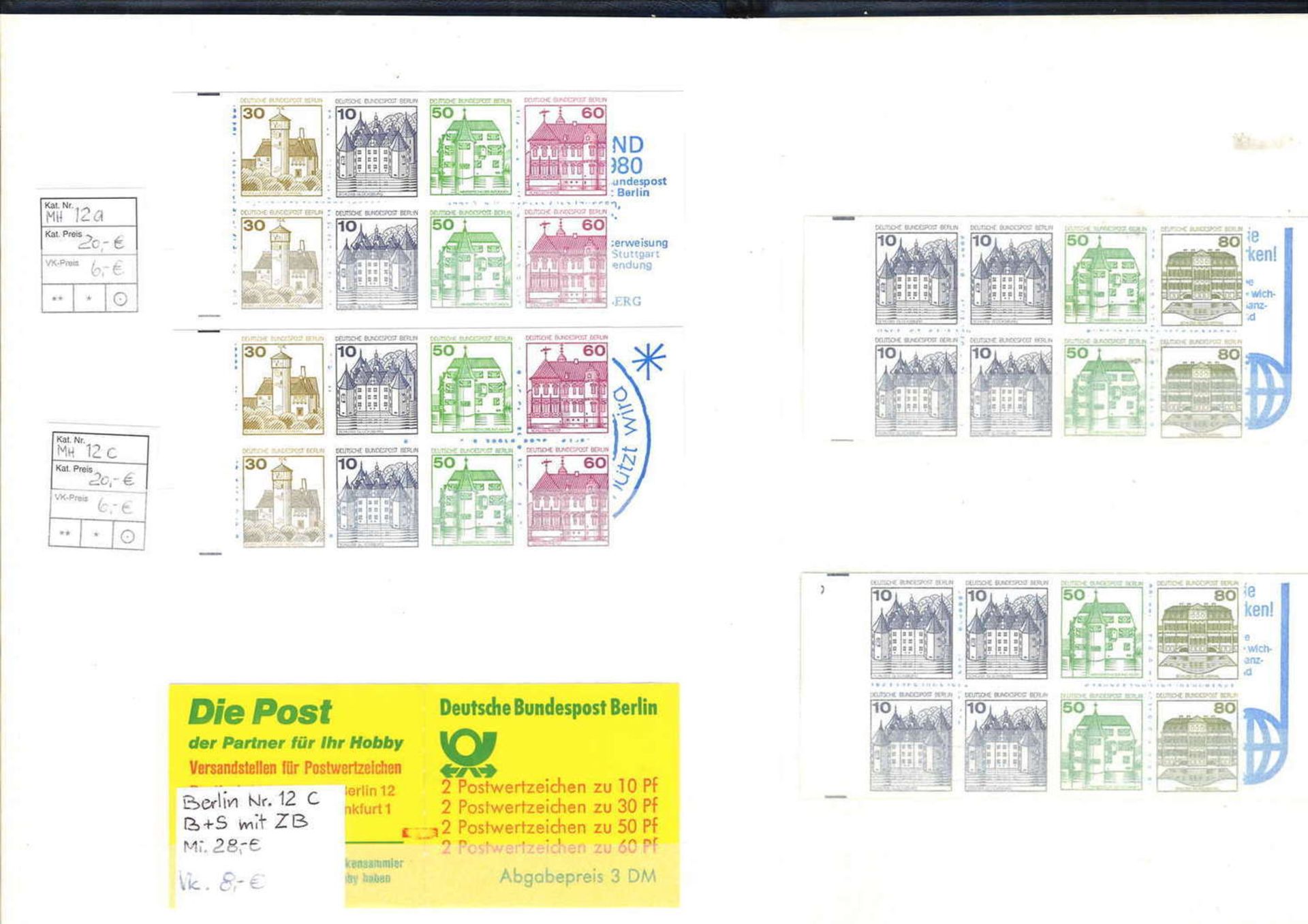 Stamp booklet Berlin No. 9-15, 2x different types, 2x with counting sheets