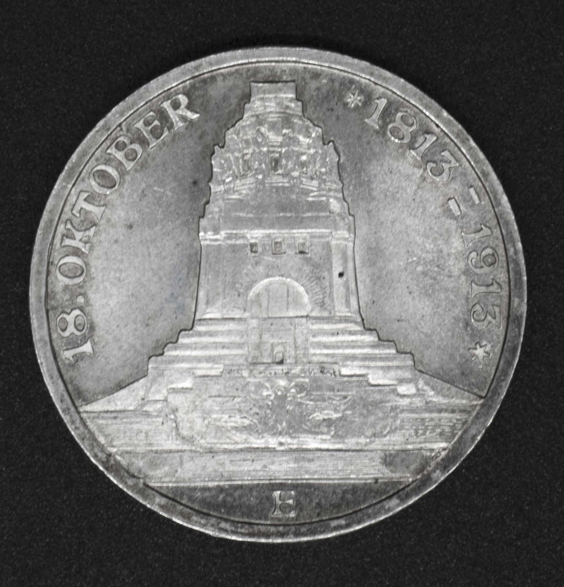 Deutsches Kaiserreich Sachsen 1913 E, 3.- Mark - Silbermünze "Völkerschlacht - Denkmal". Jaeger:140.