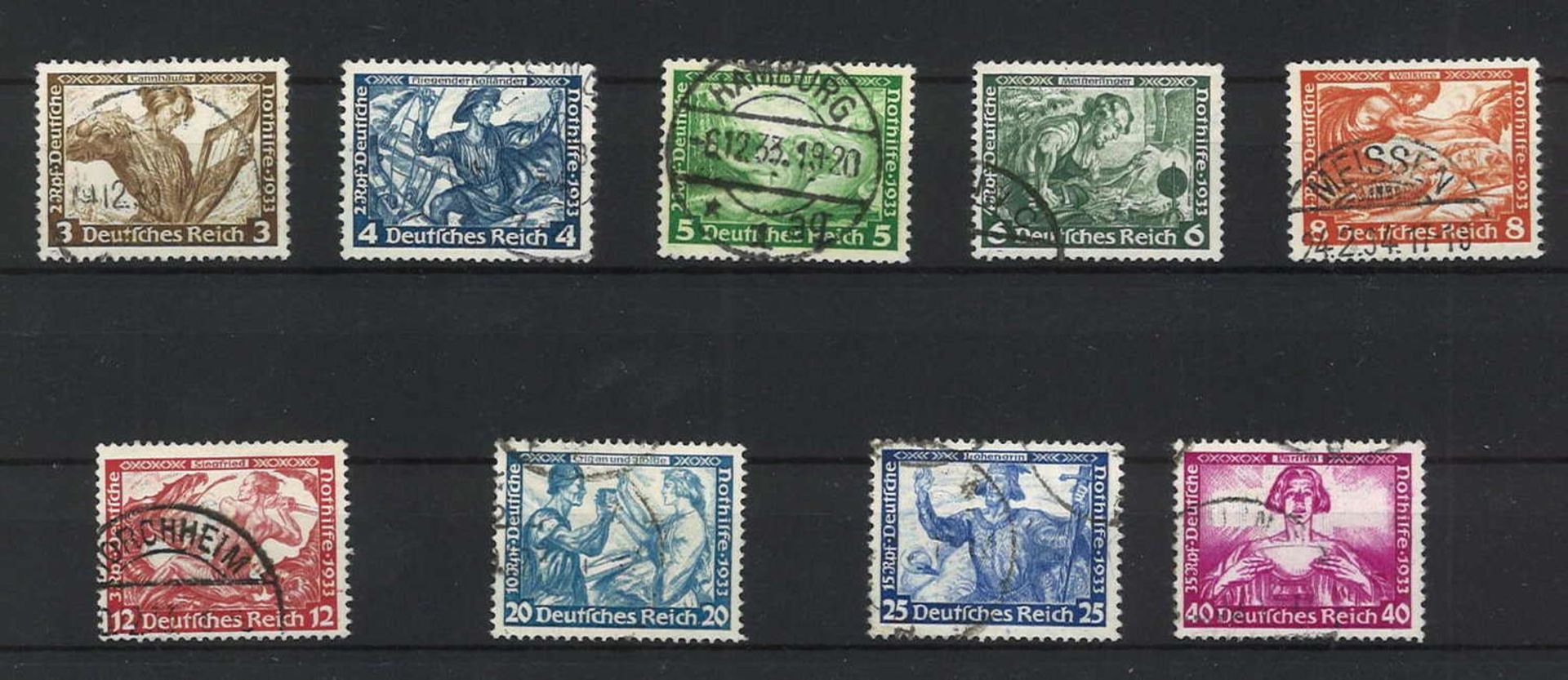 German Empire 1933, Wagner set, Michel No. 499-507, catalog price 380 euros