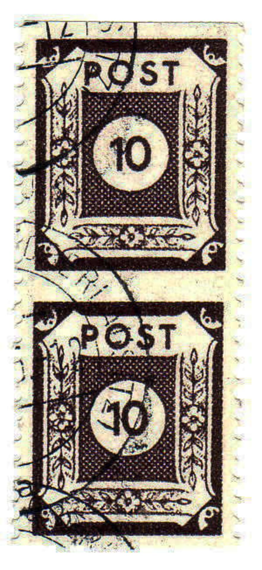 Soviet Zone East Saxony, postage stamps Michel number 45 E as vertical pair, used. Tested: BPP