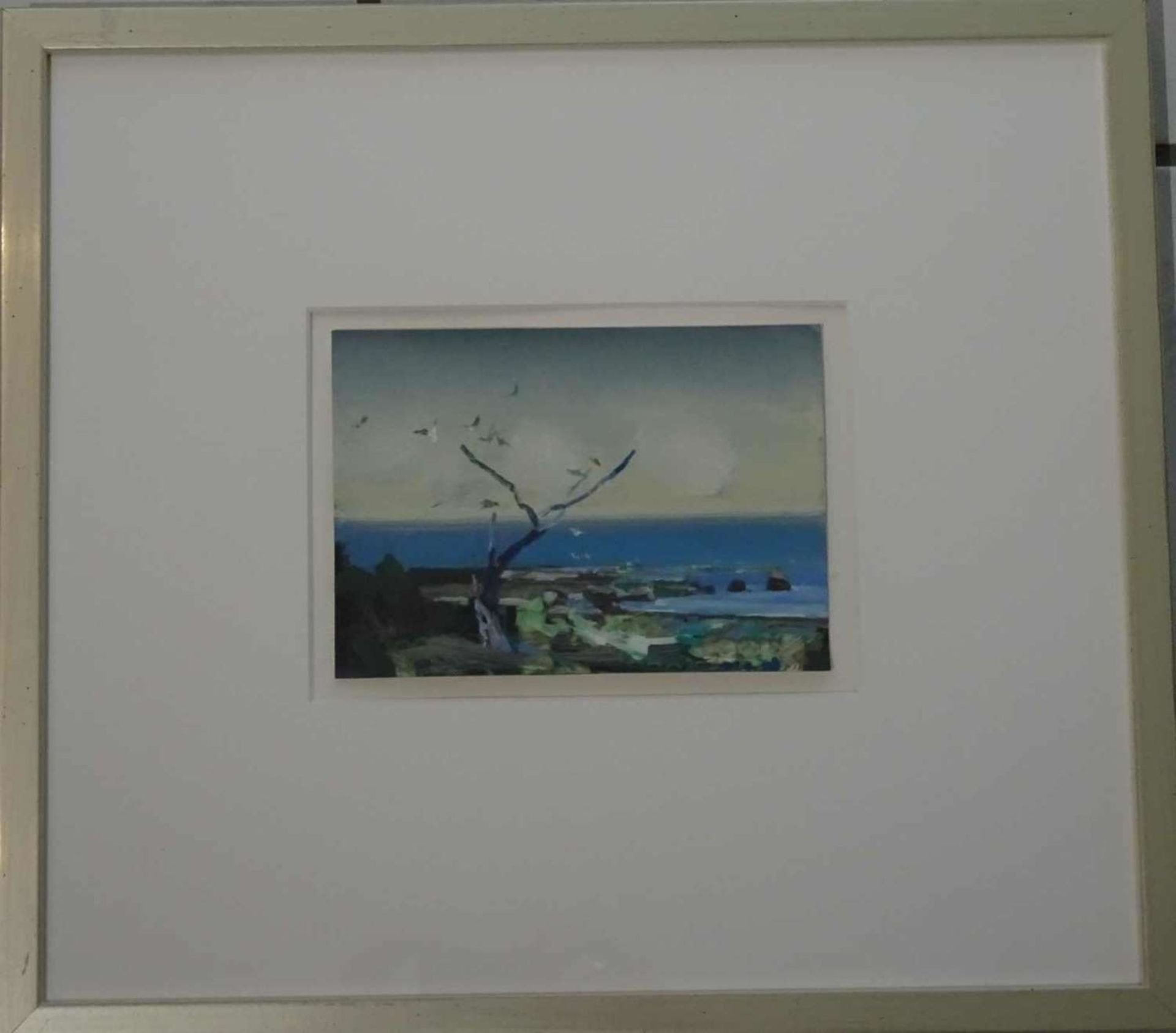 Gerd Mackensen (1949), drawing watercolor, mixed media / paper, "Baltic Sea - Bare Tree" size 17.5 x