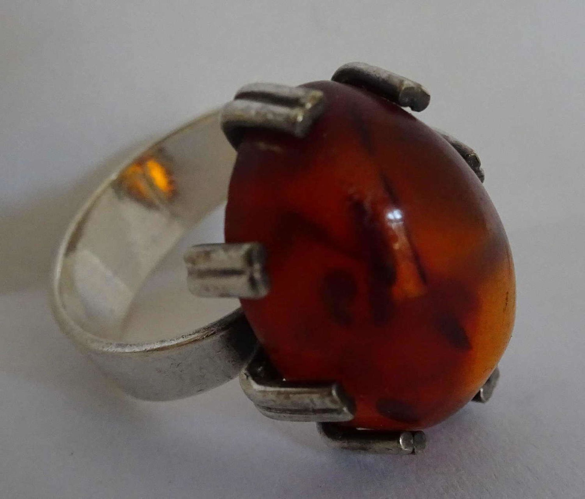 Ladies ring, 835 silver, Fischland, set with 1 amber, ring size 57Damenring, 835er Silber,