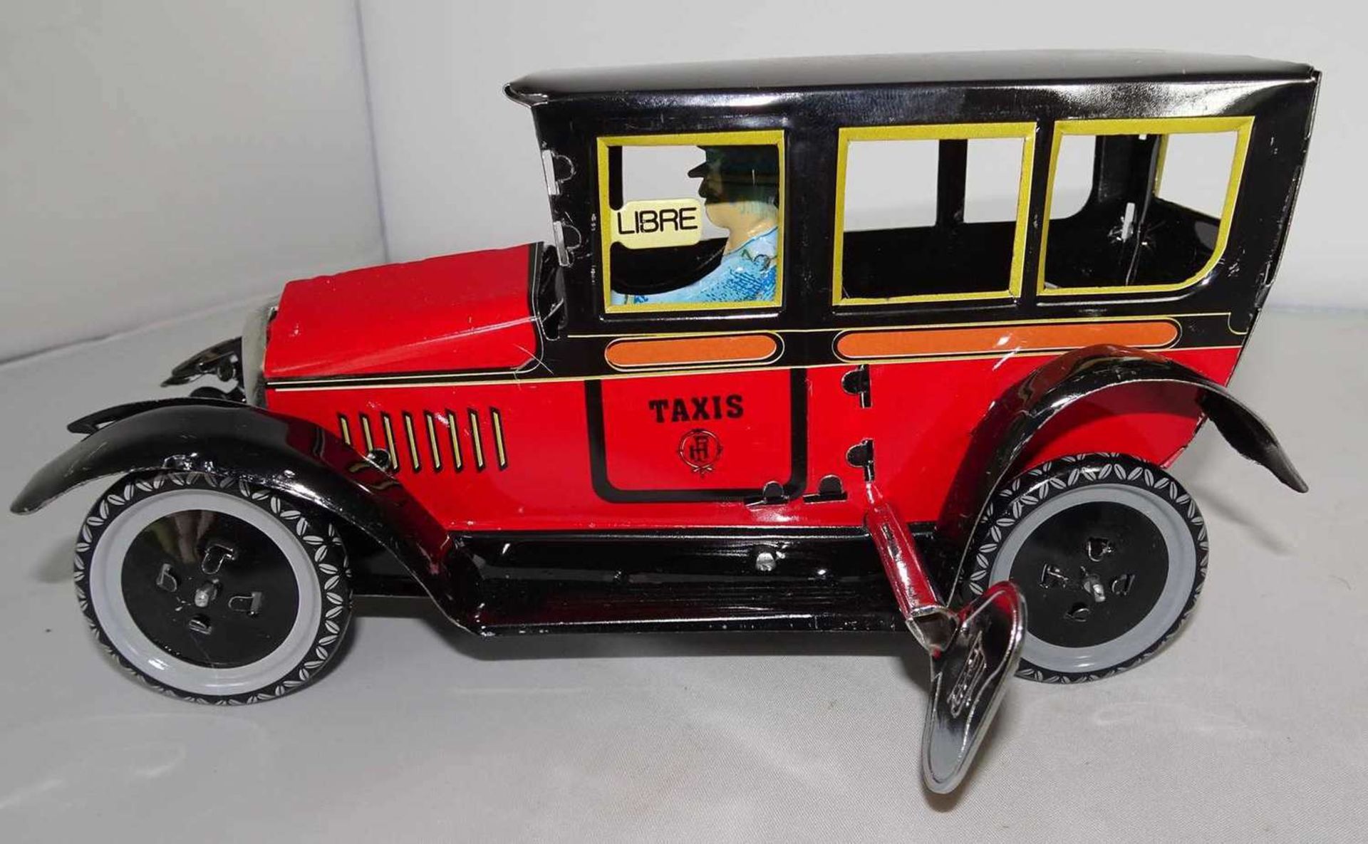 Tin toys, vintage taxi, red / black. Paya remake. With key drive, key available. Length about 16 - Bild 2 aus 2