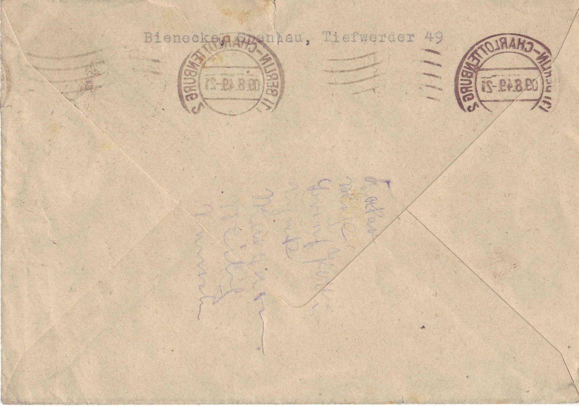 Berlin 1949, Michel number 62 as EF on cover from Berlin - Charlottenburg to Wesseling. With - Bild 2 aus 2