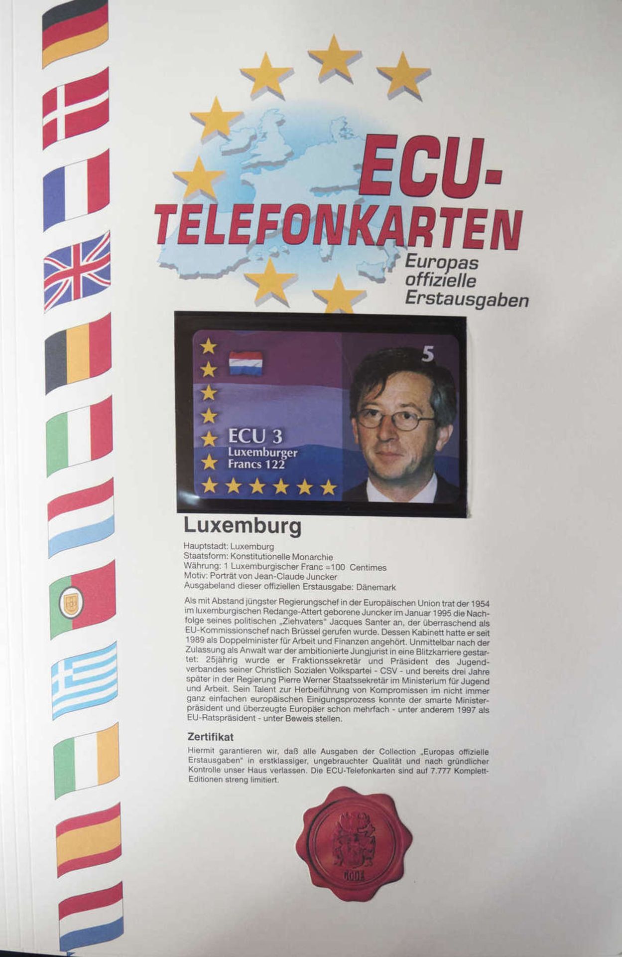 Sammlung Göde Ecu - Telefonkarten in 6 Ordnern. Ca. 245 Stück. Alle ungebraucht.Sammlung Göde - Bild 2 aus 4