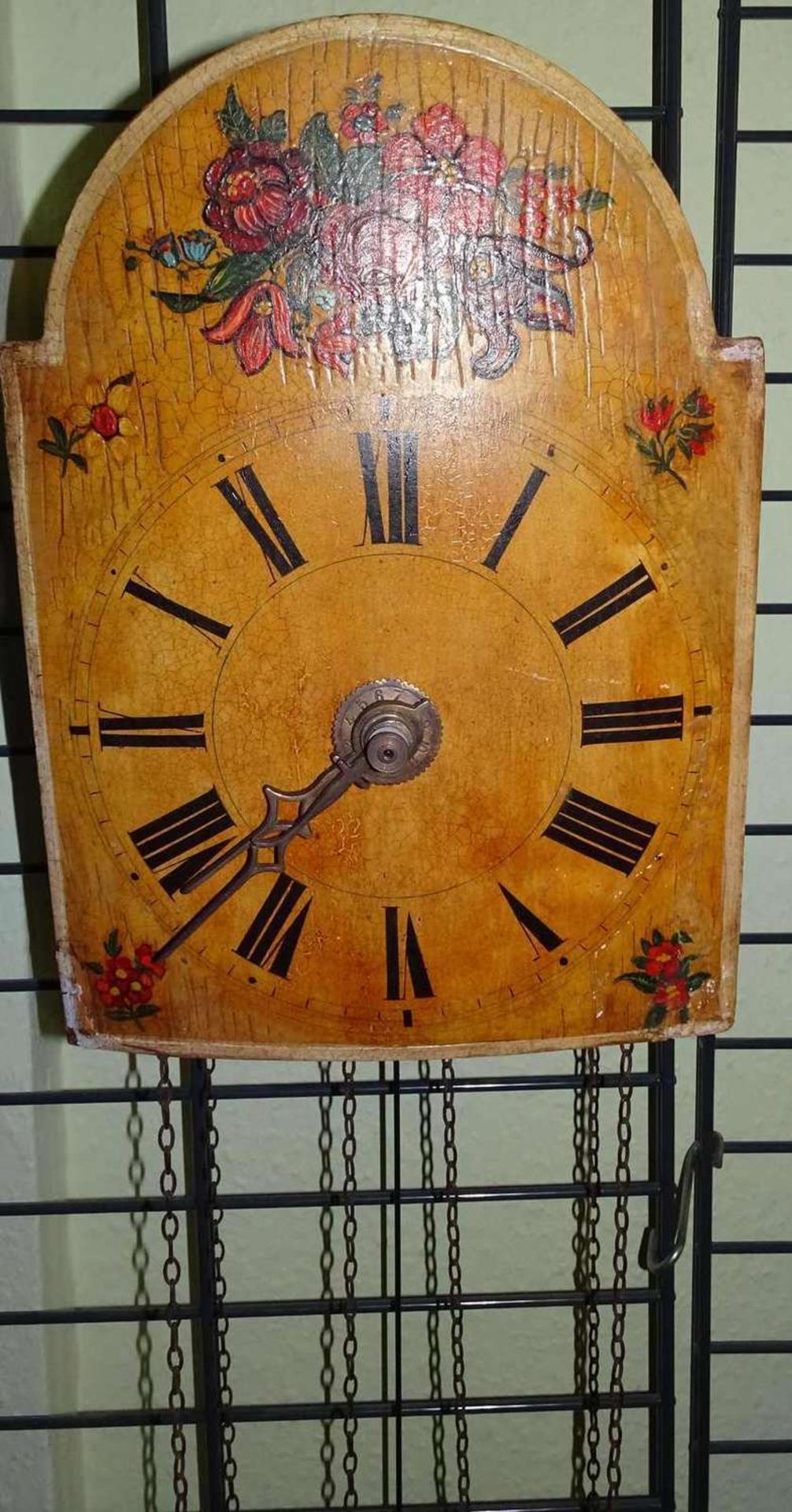 Black Forest sign clock around 1910, bell missing. Dimensions approx 33 x 24 x 12cmSchwarzwald