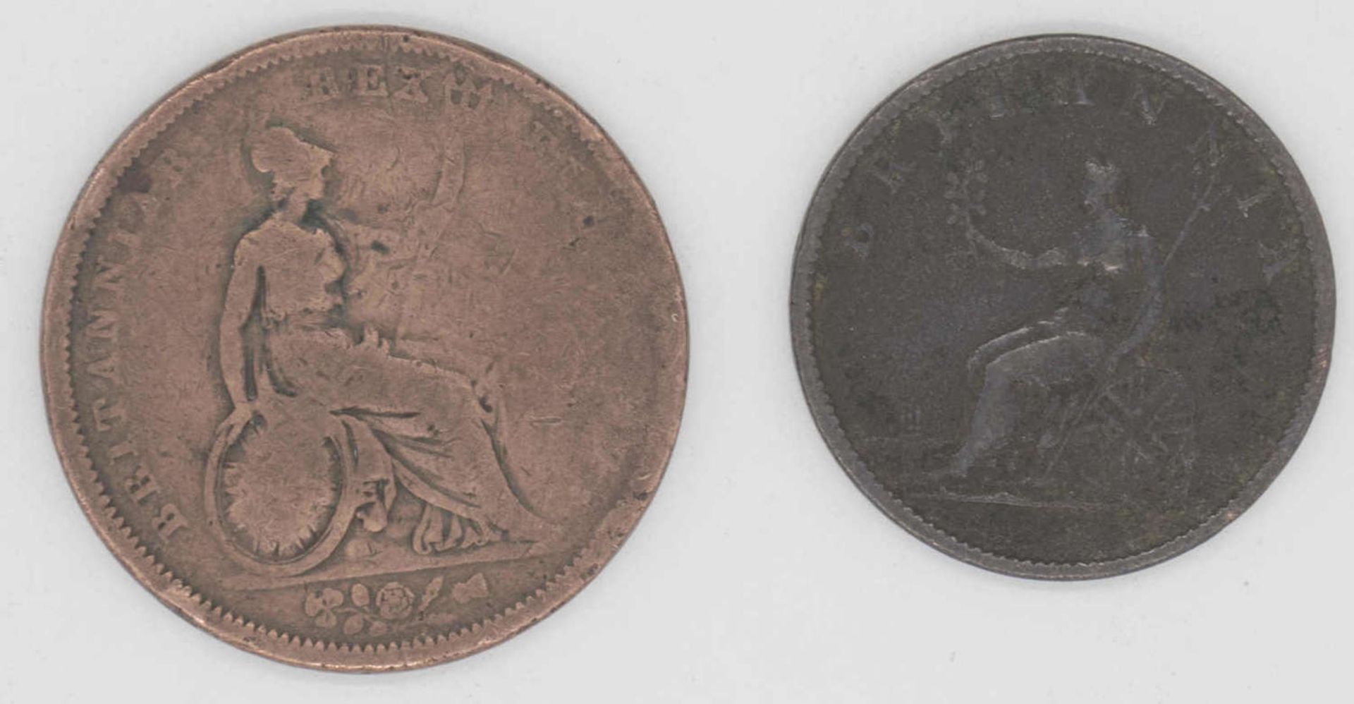 Großbritannien 1807/18.., zwei Kupfer - Münzen: George III. und George IV.Großbritannien 1807/ - Bild 2 aus 2