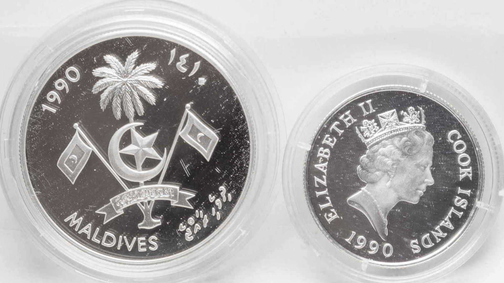 Malediven 1990, 250.- Rufiyaa - Silbermünze " Olympische Spiele in Barcelona - Schwimmstaffel", - Bild 2 aus 2
