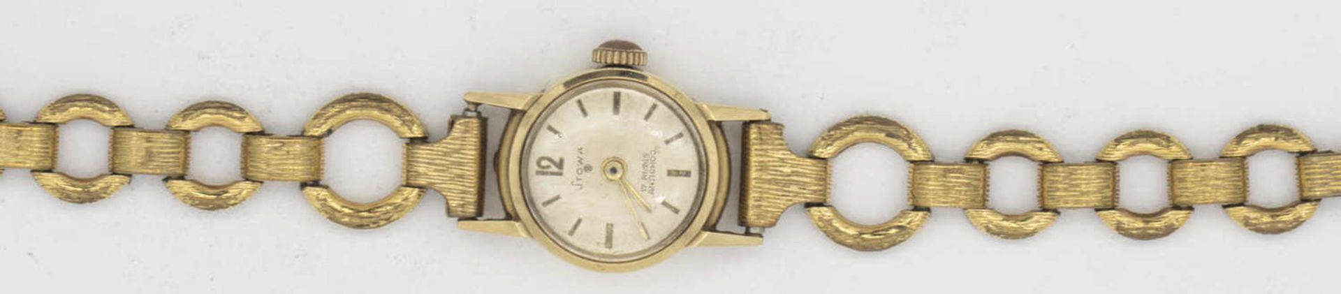 Stowa Damen - Armbanduhr, Gold 585. Armband vergoldet. 17 Rubis. Mechanischer Aufzug. Gesamtgewicht: