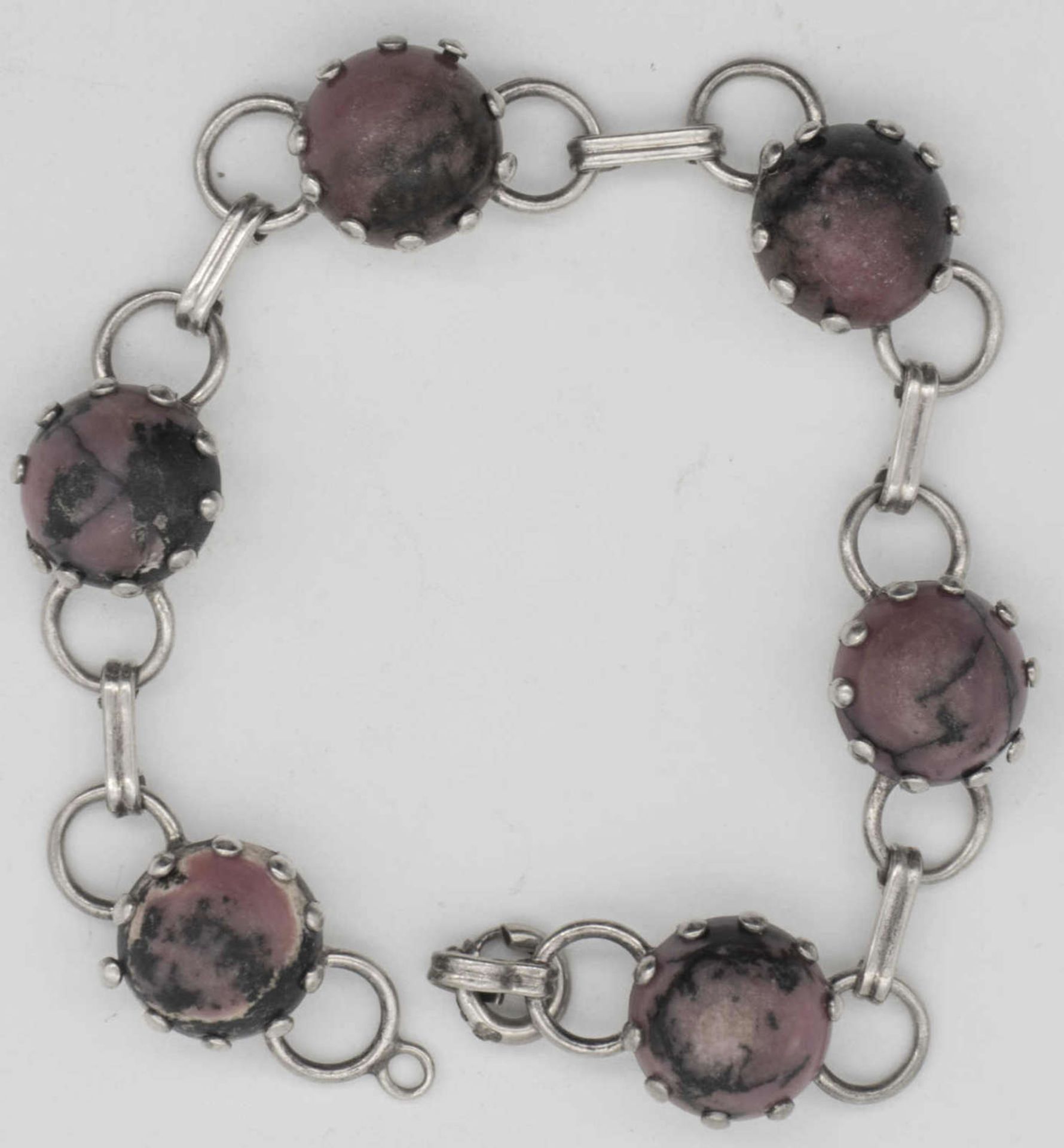 Silber - Armband mit Rhodenchrosit. Gewicht: ca. 16,9 g.Silber - Armband mit Rhodenchrosit. Gewicht: