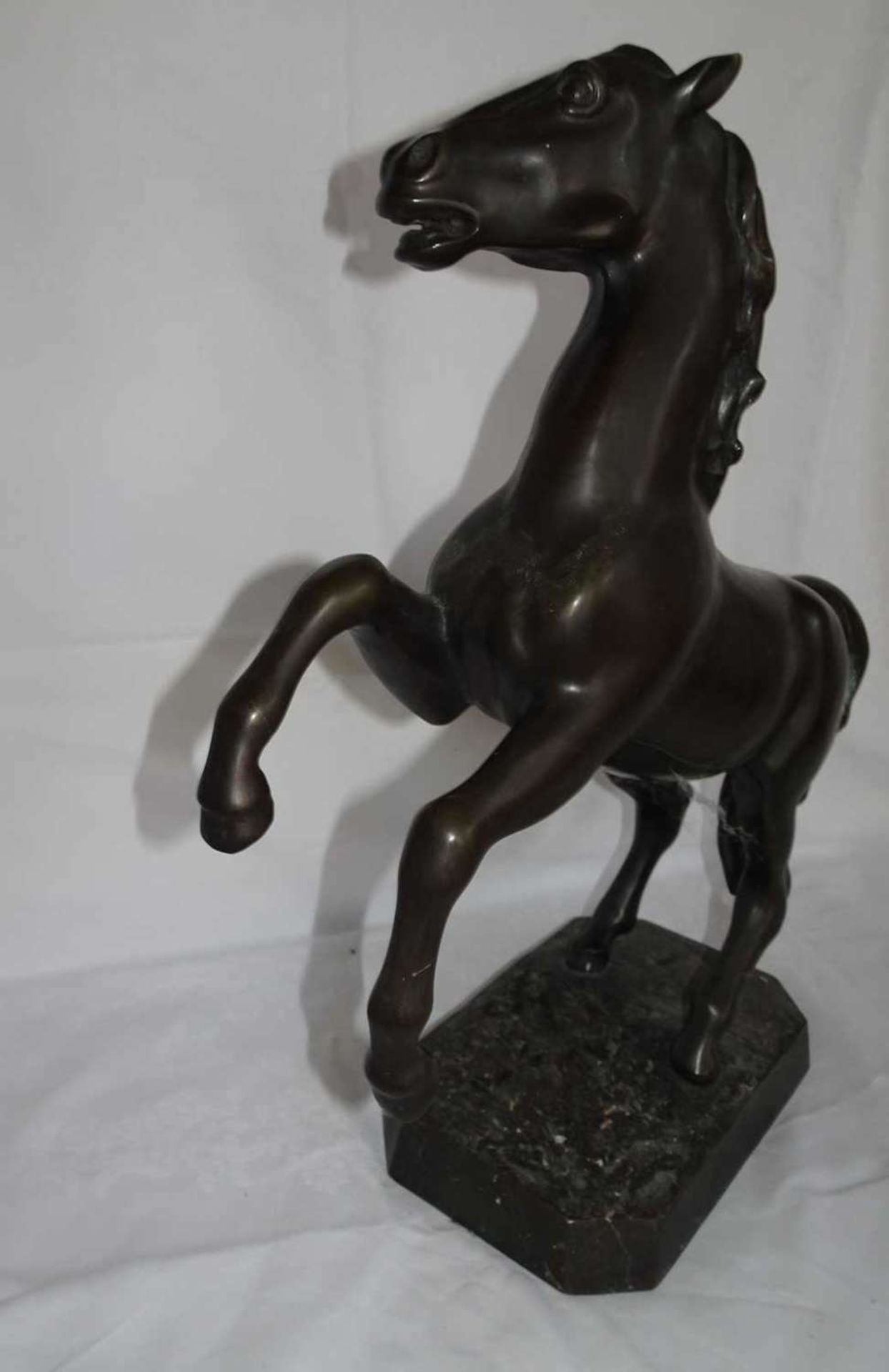 Eichler-Bronze, 1 große Bronzefigur, aufsteigendes Pferd, am Sockel Signatur EICHLER und - Bild 2 aus 4