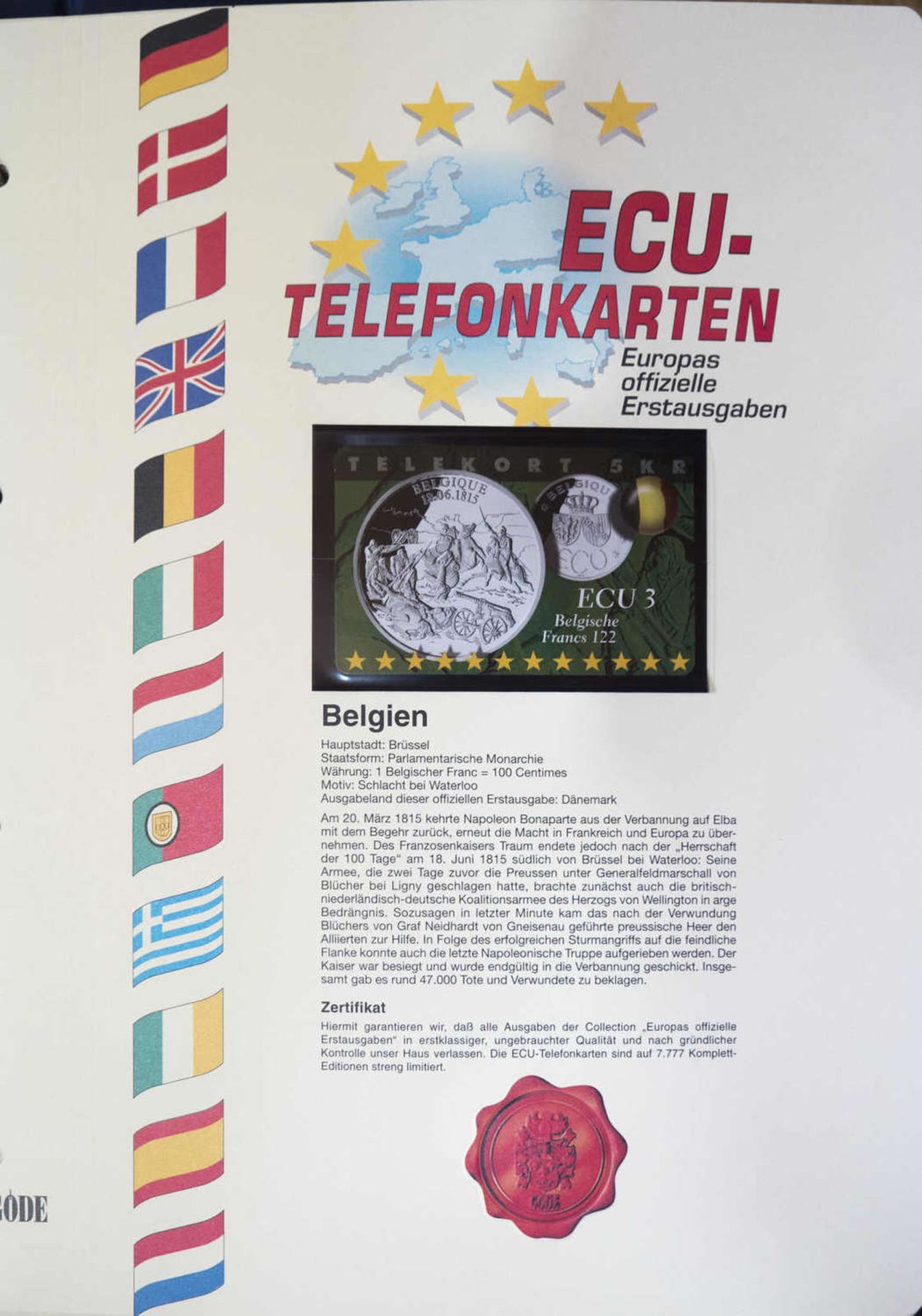 Sammlung Göde Ecu - Telefonkarten in 6 Ordnern. Ca. 245 Stück. Alle ungebraucht.Sammlung Göde - Bild 4 aus 4