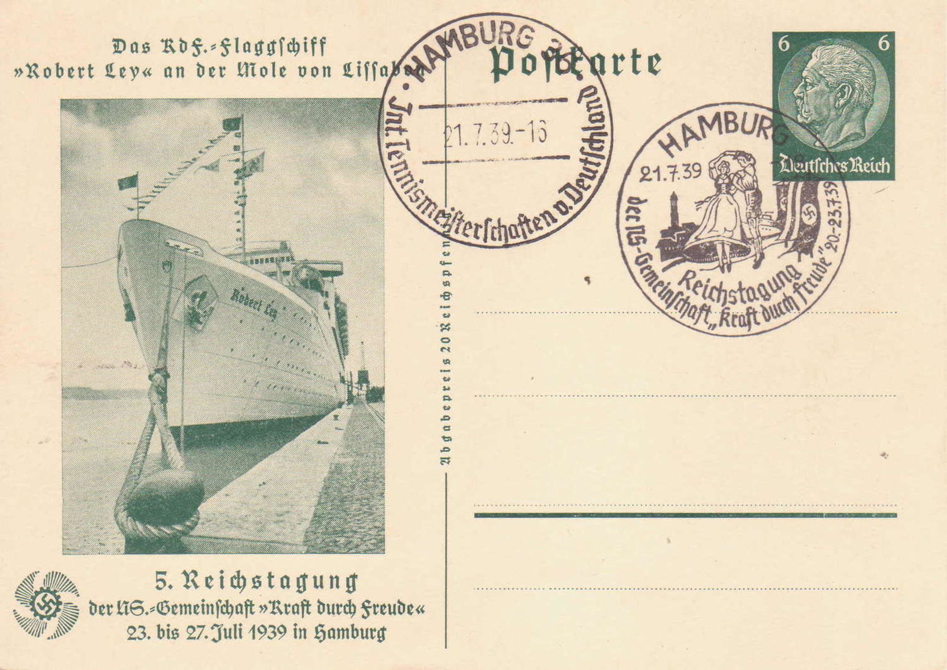 Deutsches Reich 1939, Ganzsache P 240 mit zwei Sonderstempel.Deutsches Reich 1939, Ganzsache P 240