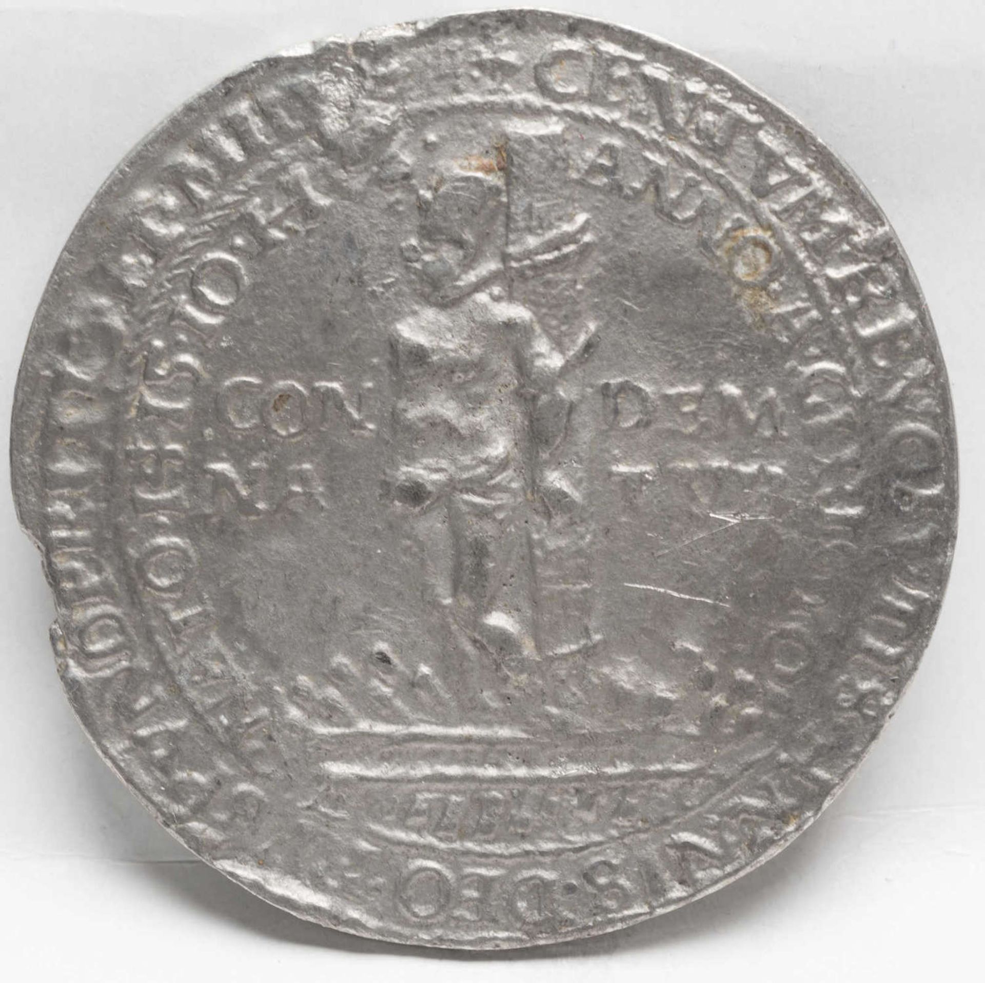 Zinn - Medaille, Zinnabguss des Hustalers. gewicht: ca. 12 g. Randfehler.Zinn - Medaille, Zinnabguss - Image 2 of 2