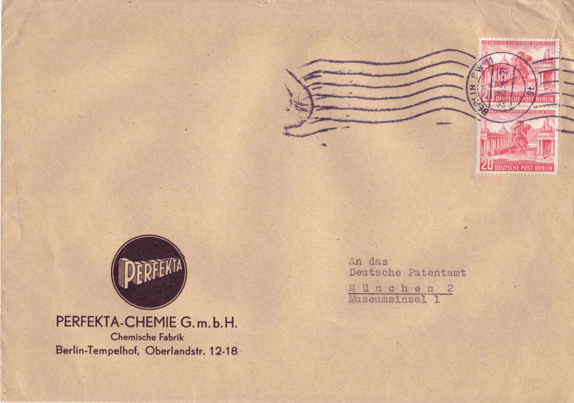 Berlin 1954, Michel - no. 116 as multiple franking on cover from Berlin to Munich, Berlin -