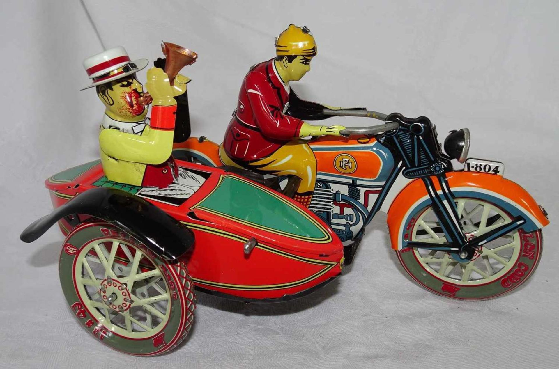 Tin toys - motorcycle with sidecar. With key winding - key available. Retro.Blechspielzeug - - Bild 2 aus 2