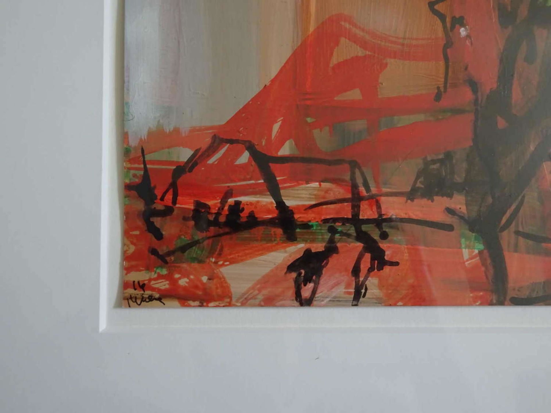 Gerd Mackensen (1949), drawing watercolor, mixed media / paper, "way home", size approx. 18 x 12.7 - Bild 2 aus 2