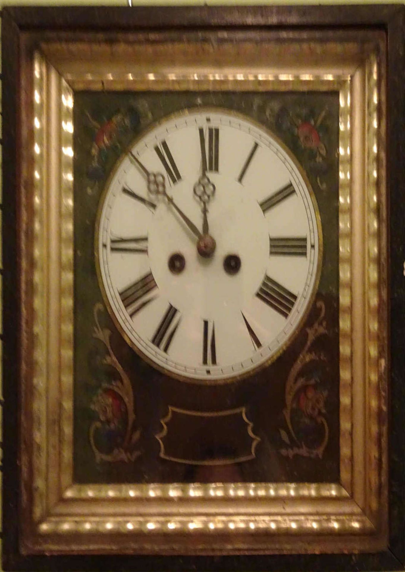 Bilderrahmenuhr um 1880, Schlag auf Glocke, Maße: Höhe ca. 32 cm x Breite ca. 28 cmPhoto frame clock