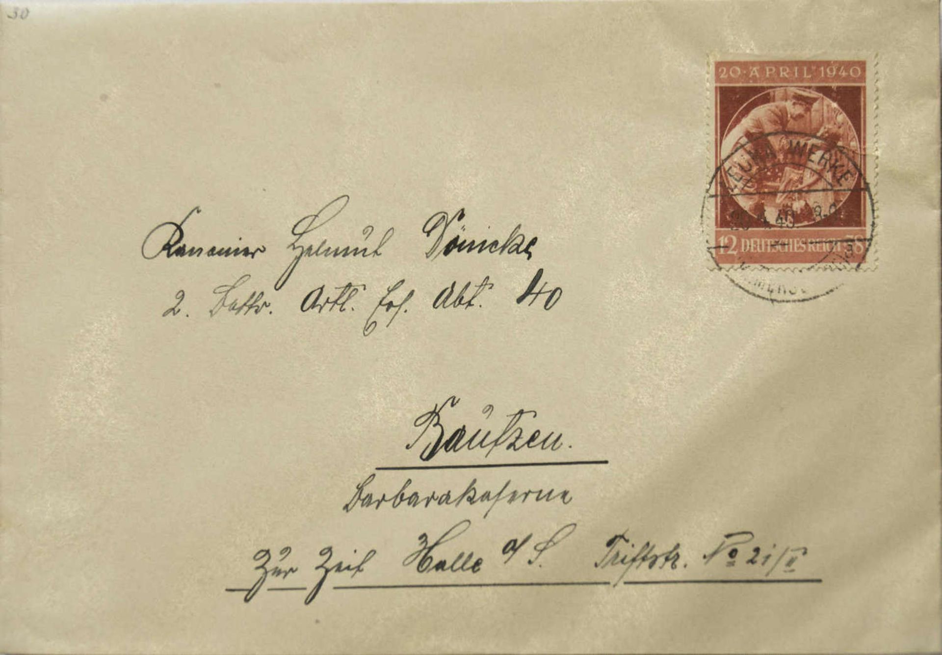 Deutsches Reich, Brief mit Mi. - Nr. 744 als EF mit Oberrand.