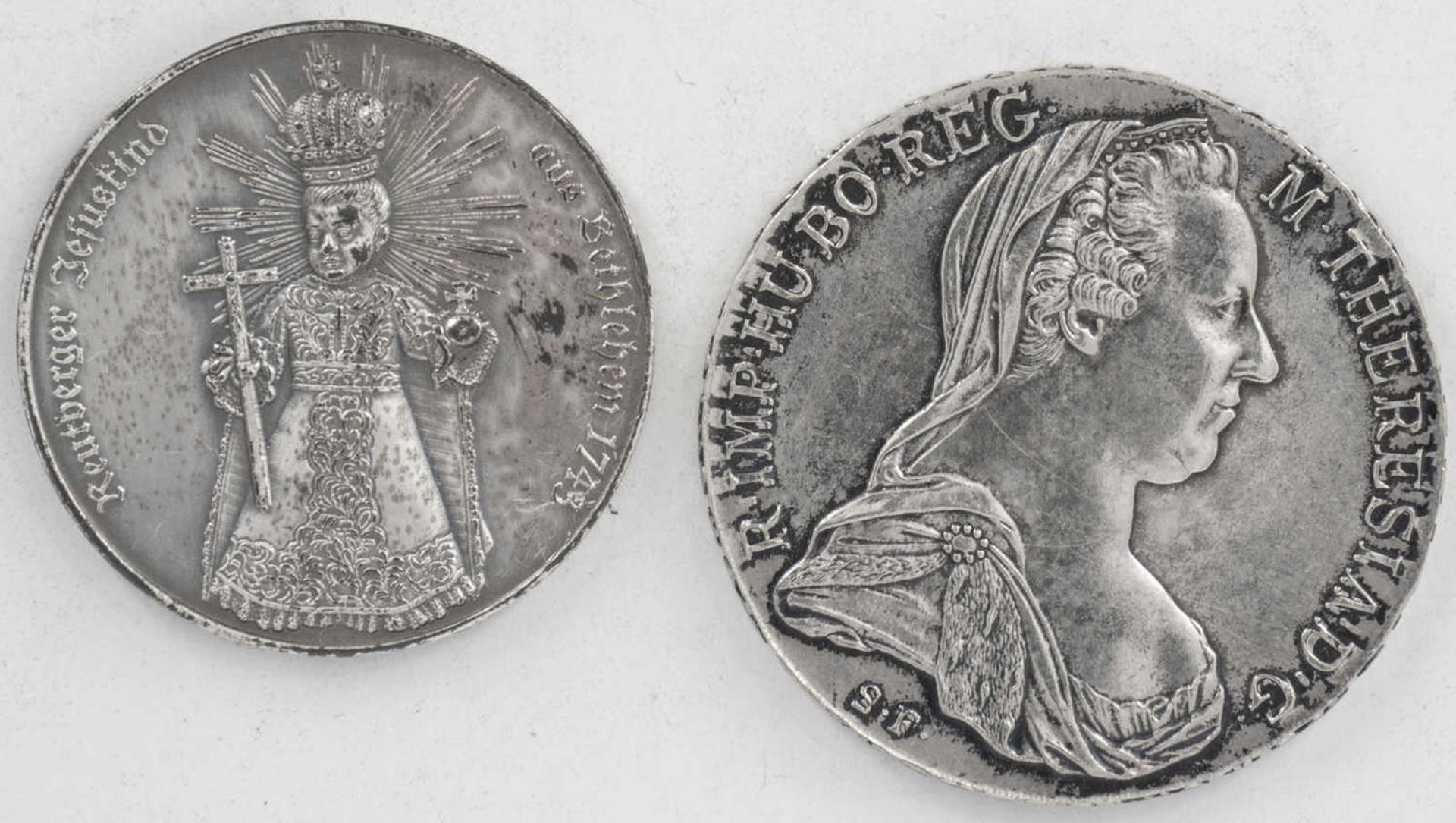 Österreich 1780, Maria Theresientaler, Silber. Gewicht: ca. 28,2 g. Im Etui. Dazu Silbermedaille "