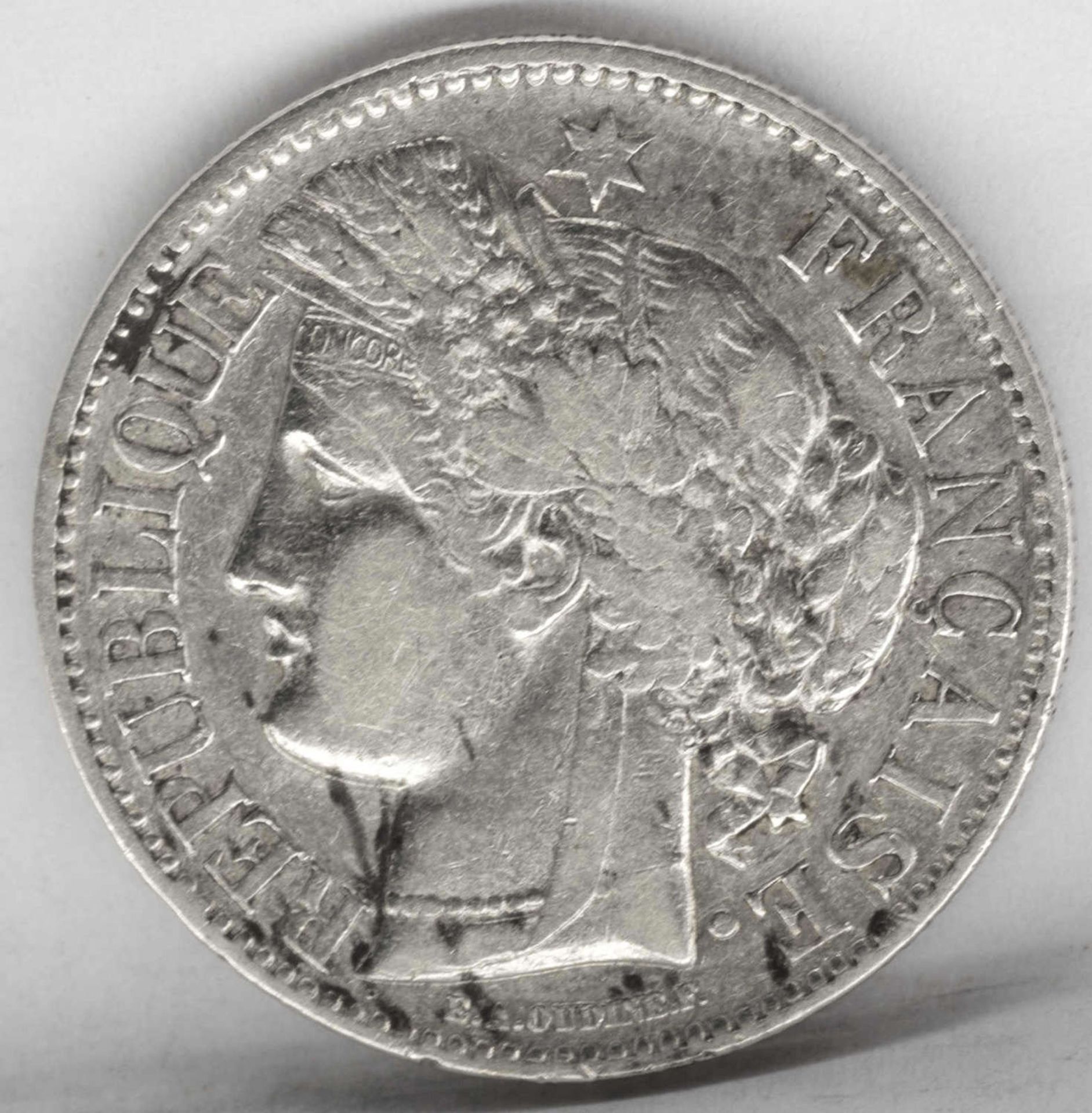 Frankreich 1850 A, 2.- Francs - Münze "Ceres". Silber. 2. Republik. Erhaltung: ss.