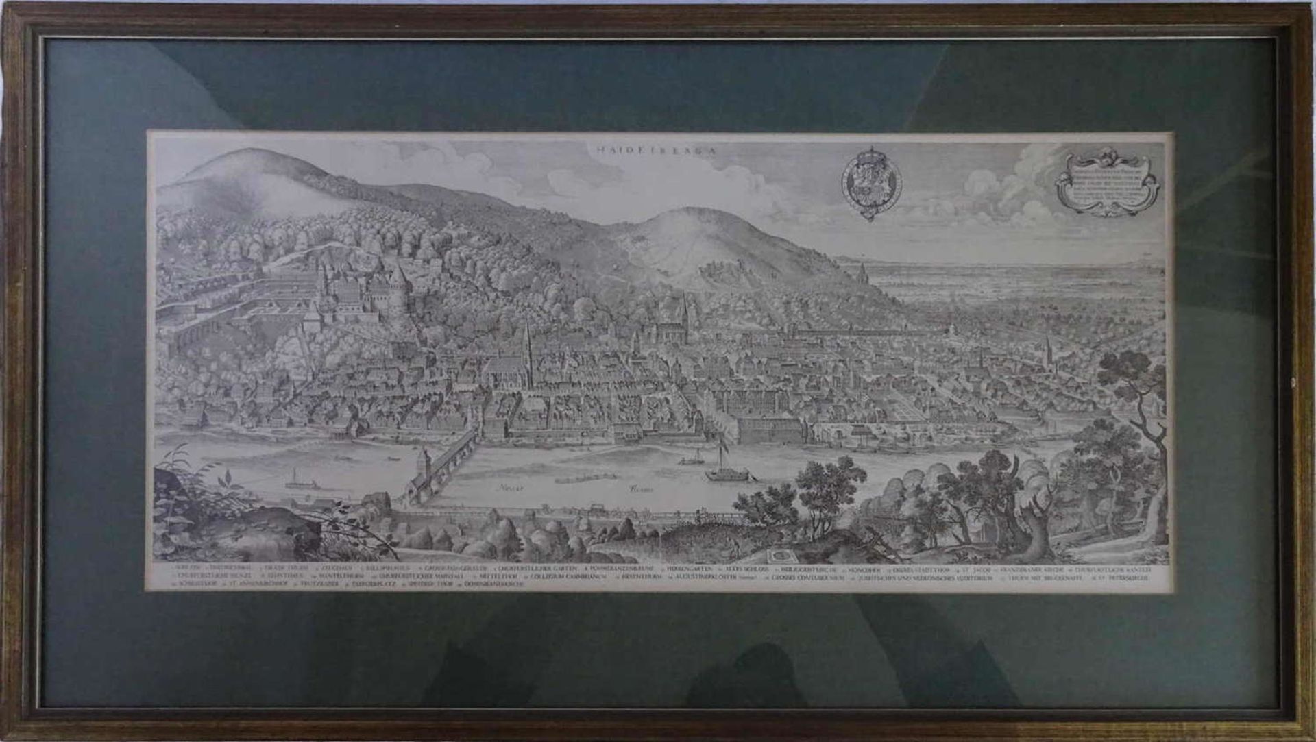 Stich gerahmt, Heidelberg, Maße: Breite 65 cm x Höhe 36,5 cmStitch framed, Heidelberg, dimensions: