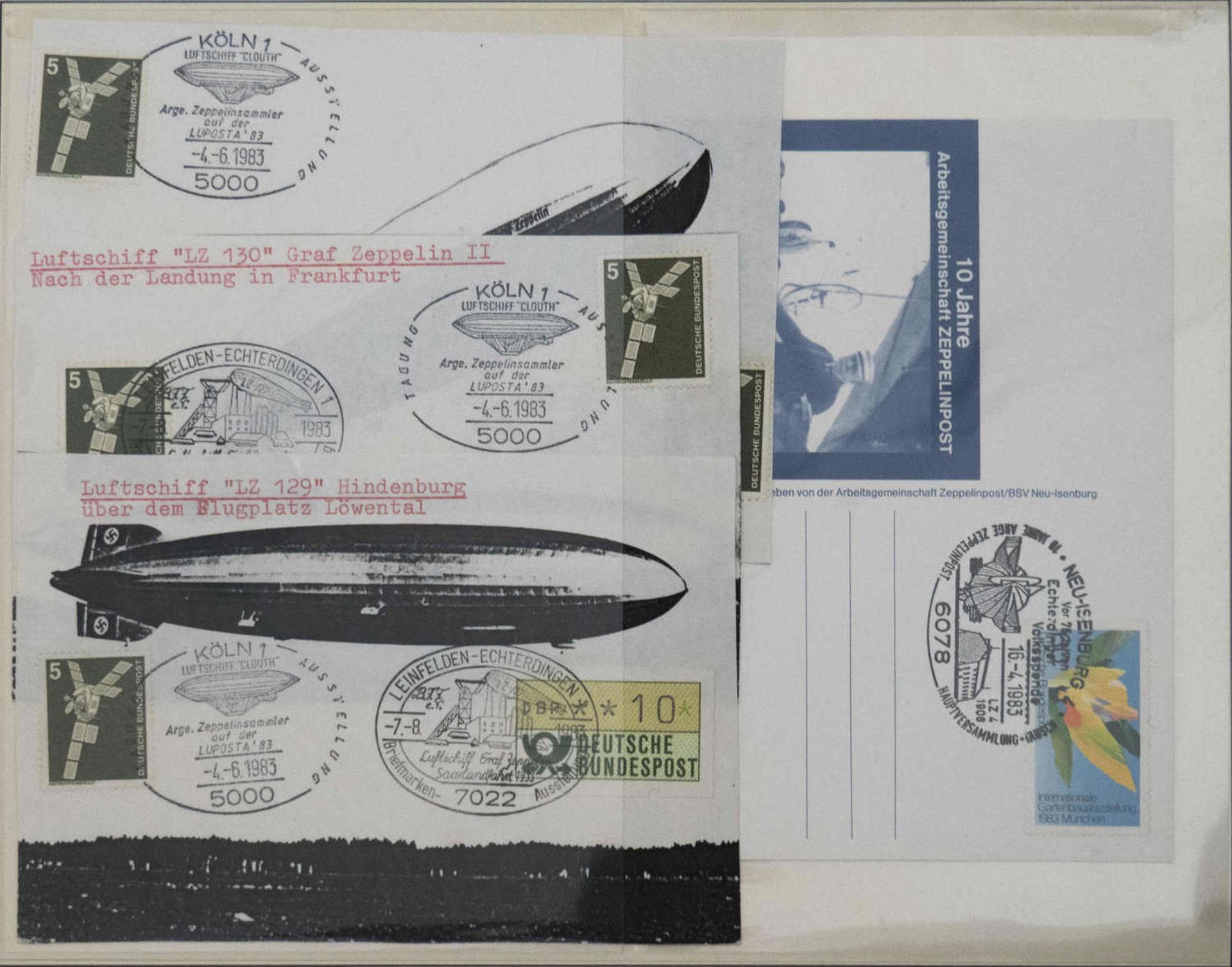 Album mit Zeppelin - Erinnerungsstempel, verschiedene Ausführungen. 130 Stück. - Bild 2 aus 5