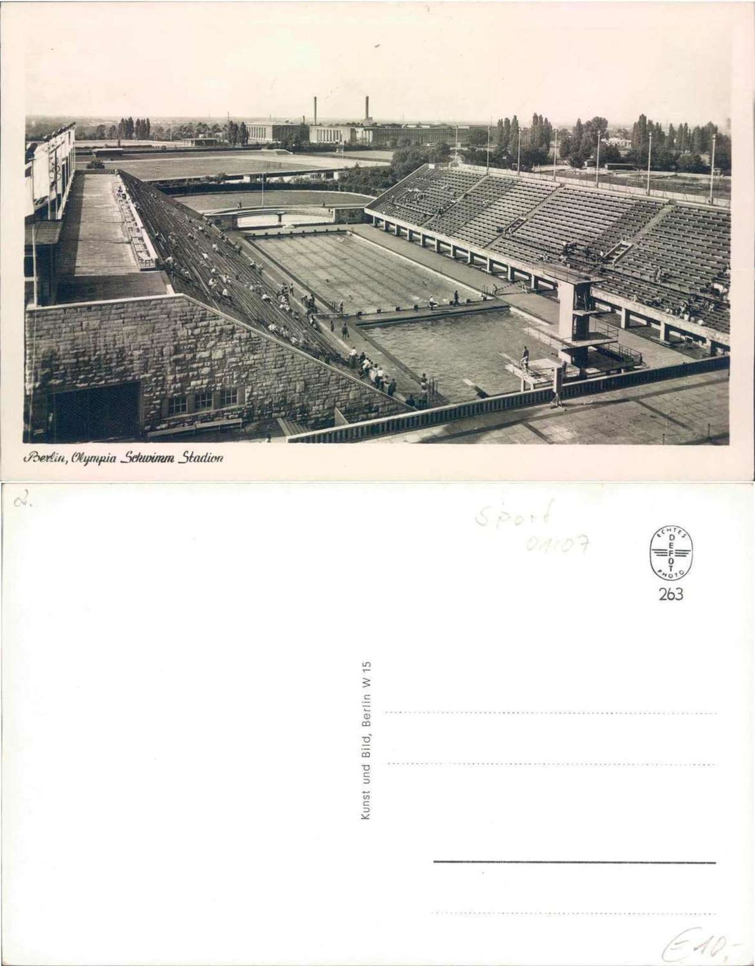 Postkarte Berlin Olympia Schwimm - Stadion.