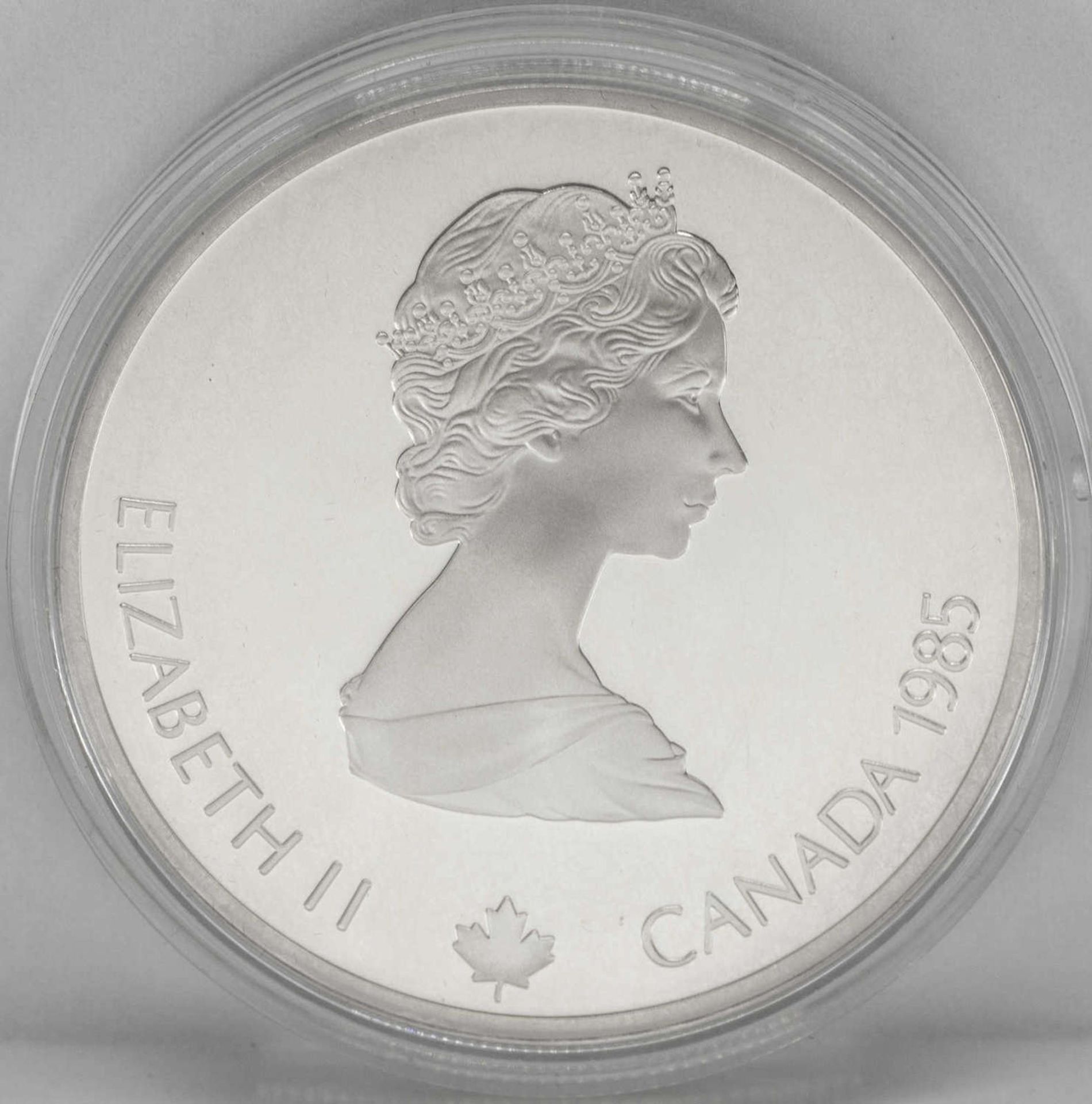 Kanada 1987, 20.- Dollars - Silbermünze "Olympische Spiele 1988 Calgary" - Abfahrtslauf . Silber - Bild 2 aus 2