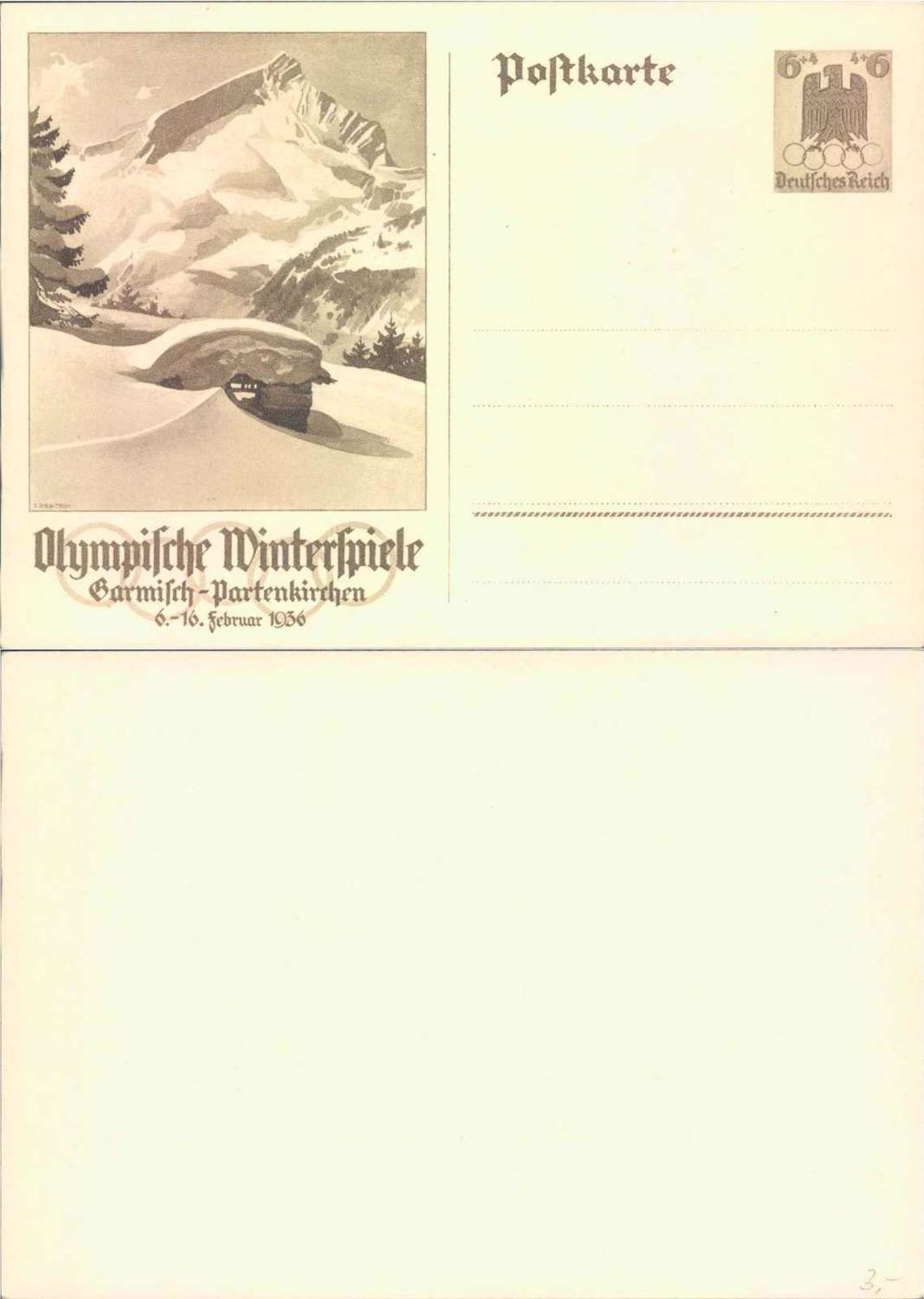 Deutsches Reich, Ganzsache Olympia Garmisch Partenkirchen. Postfrisch.