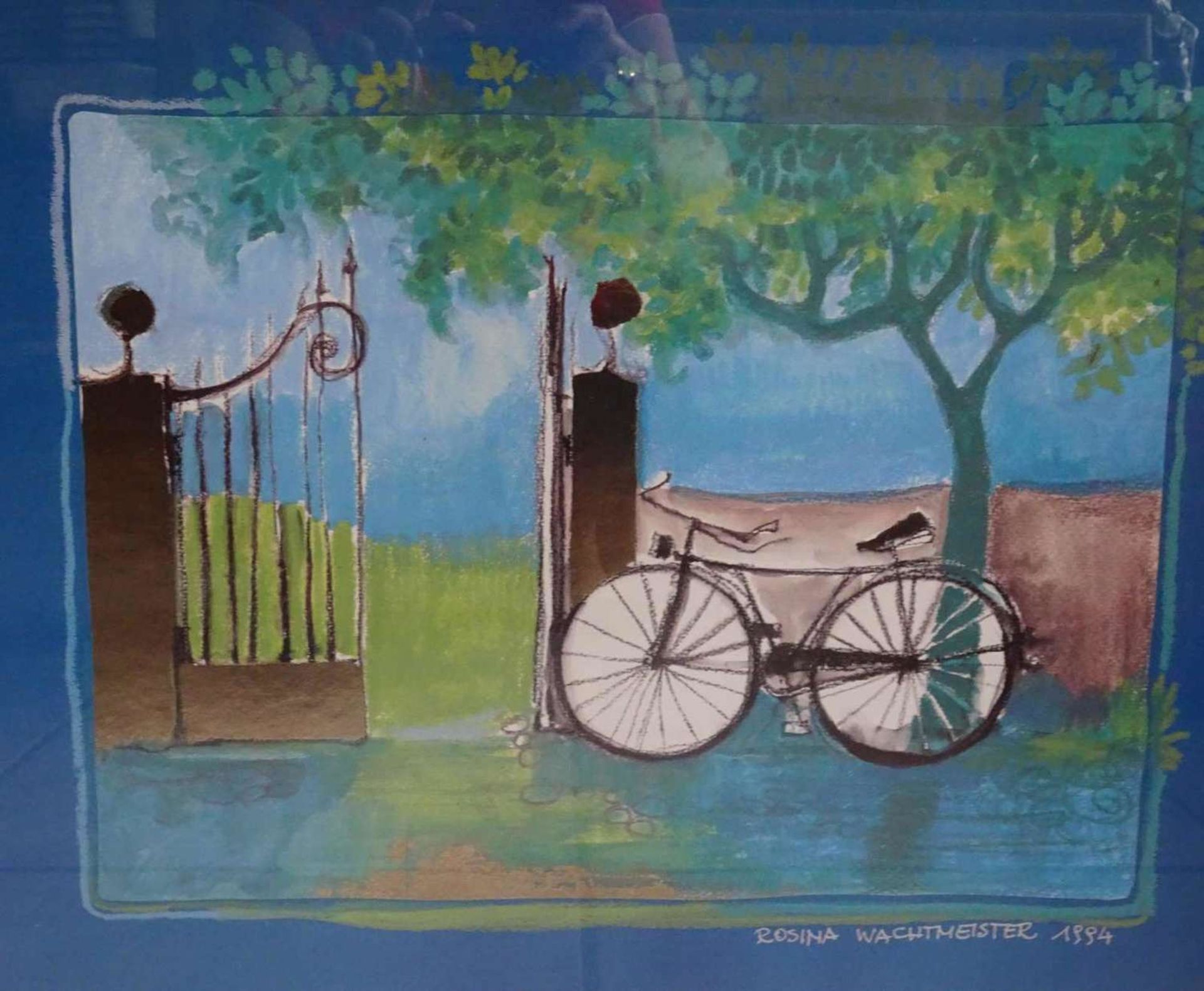 Rosina Wachtmeister "Fahrrad am Baum", rechts unten signiert Rosina Wachtmeister 1994. Gerahmt. Maße - Image 2 of 3