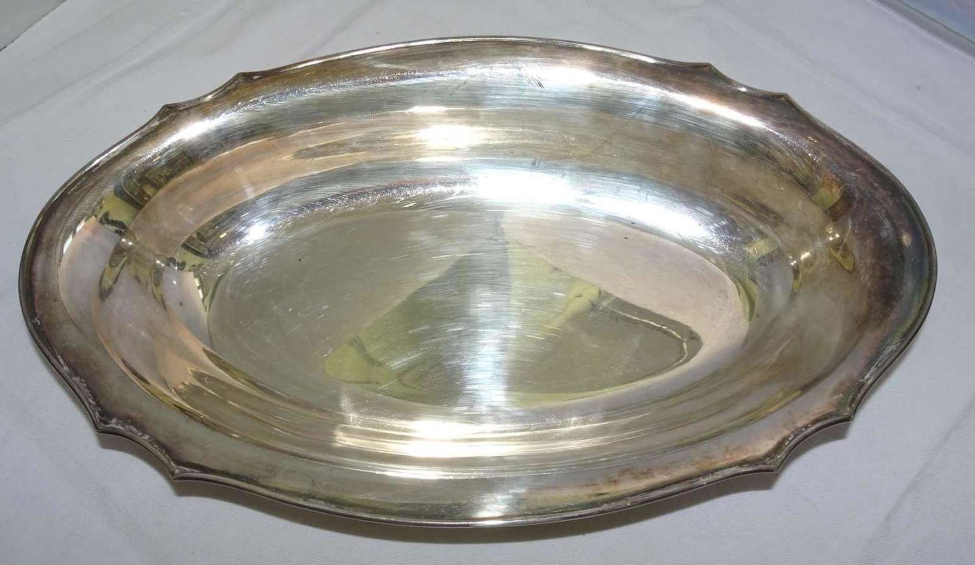 Silberschale , 800er Silber, bezeichnet Tezler 800, Länge ca. 29,5 cm, Breite ca. 18cm, Gewicht