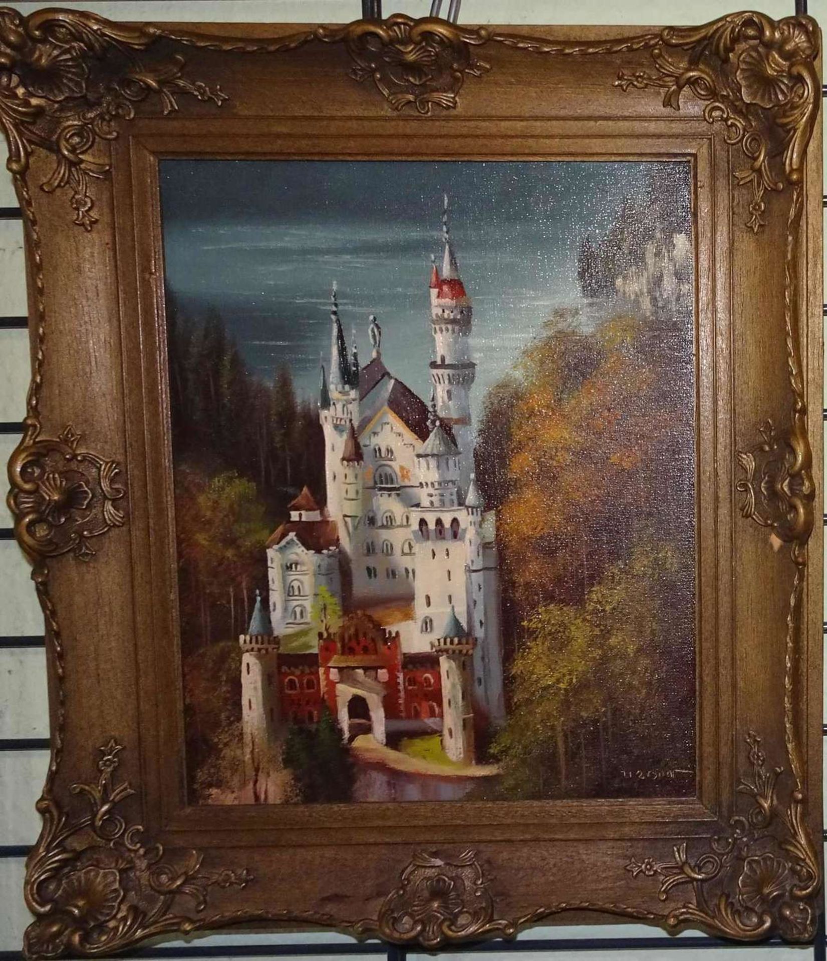 Urban, Ölgemälde auf Leinwand "Schloß Neuschwanstein", rechts unten Signatur Urban. Maße mit Rahmen: