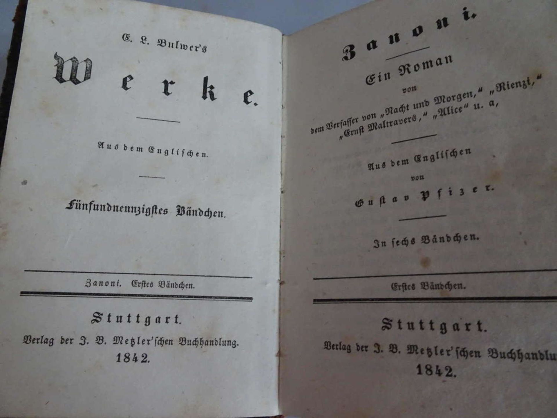 E. L. Bulwers Werke aus dem Englischen, 1., 37., 49., 56., 77., 78., 83. 95. Bändchen. Stuttgart, - Bild 2 aus 3